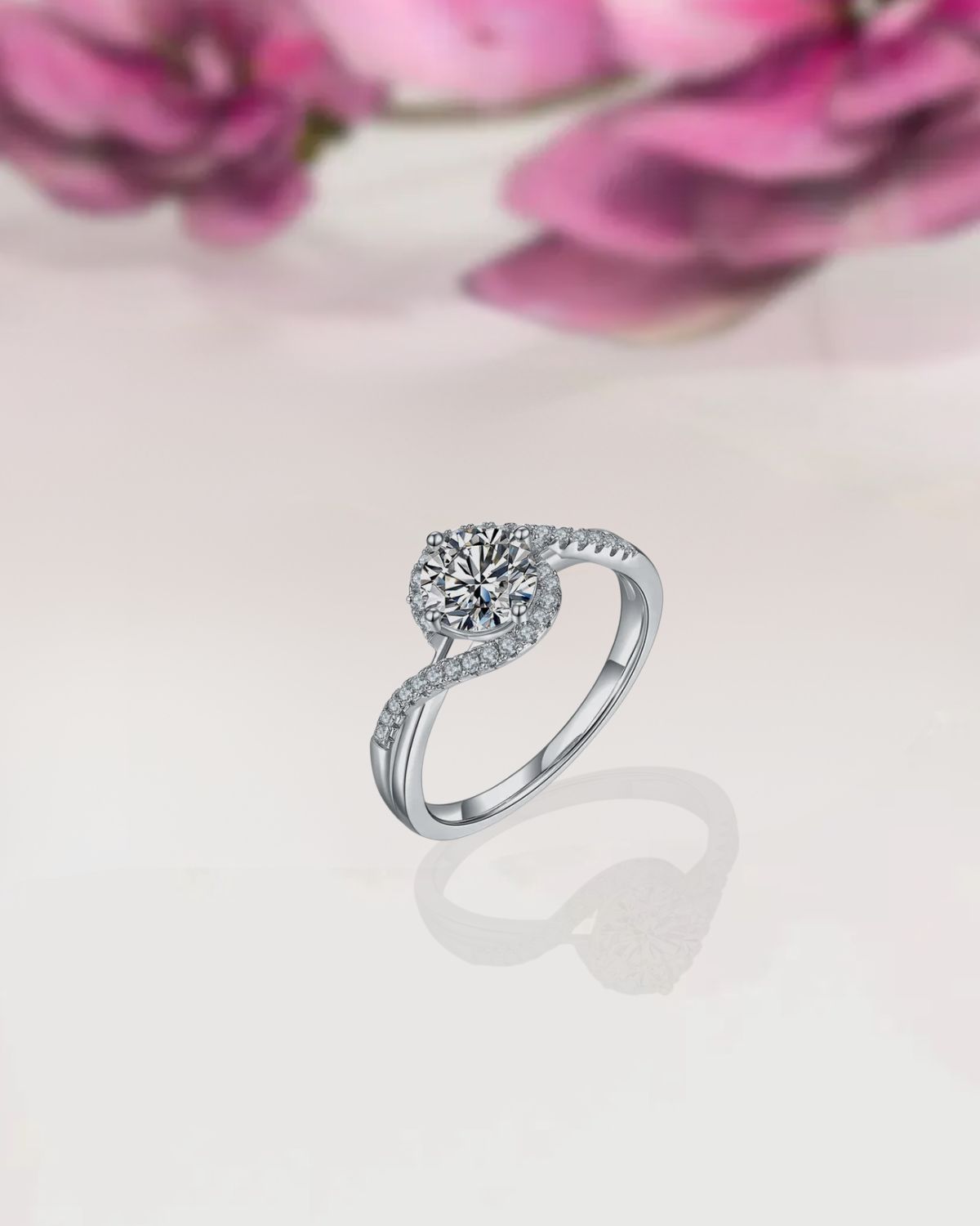 14K Gold 1 Carat Crisscross Modern Bypass Design Diamond Ring