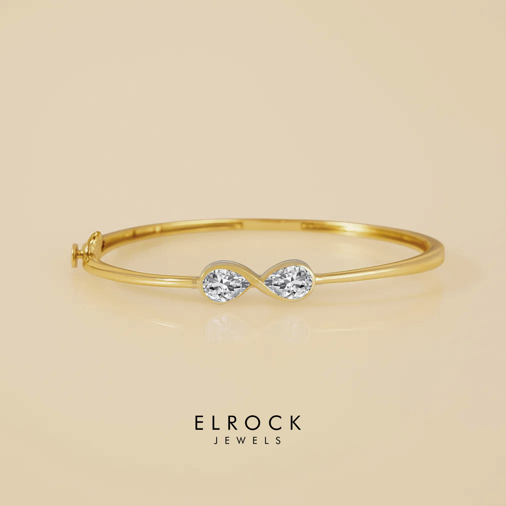 14k Gold Infinity Toi Et Moi Cuff Bracelet,