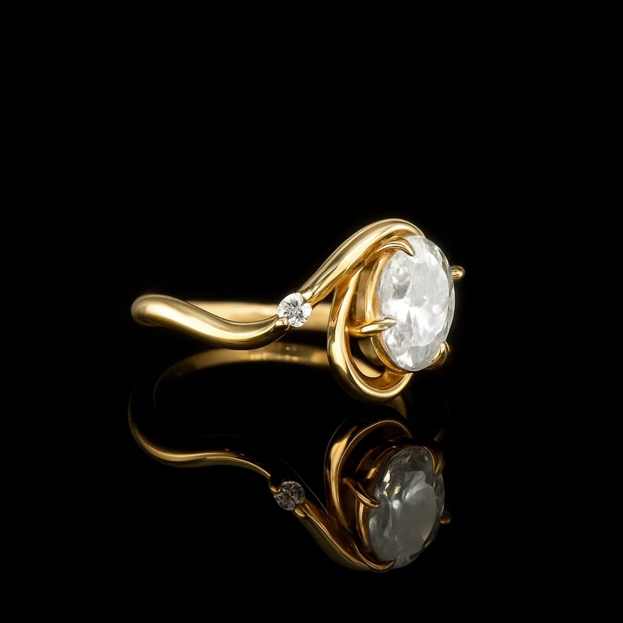 14K Solid Gold 2.0 CT Oval Cut Engagement Ring