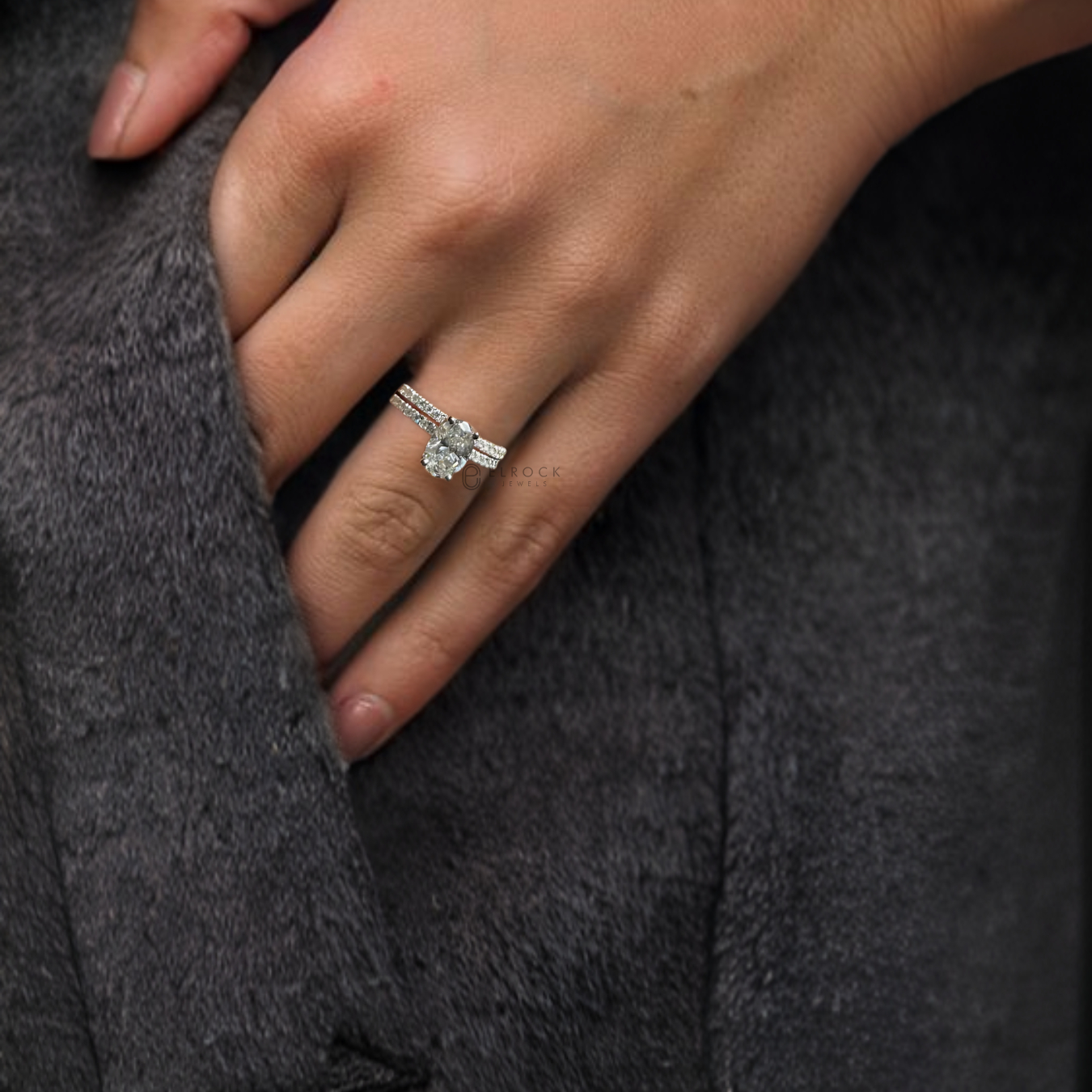 14K Gold 3.5 Carat Oval Lab-Grown Diamond Hidden Halo Engagement Ring