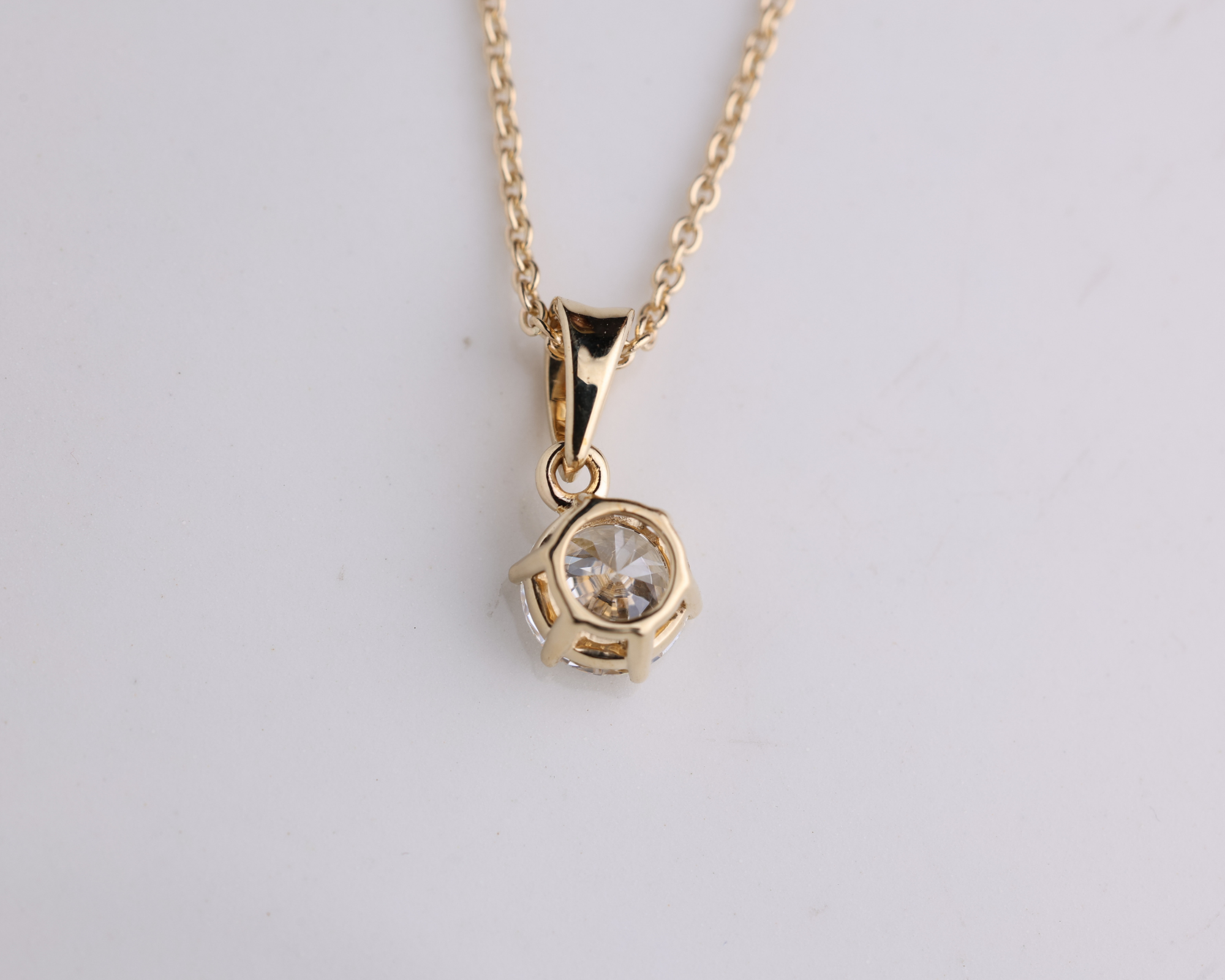 14K Solid Gold 2.00 CT Round Brilliant Diamond Solitaire Prong Set Pendant
