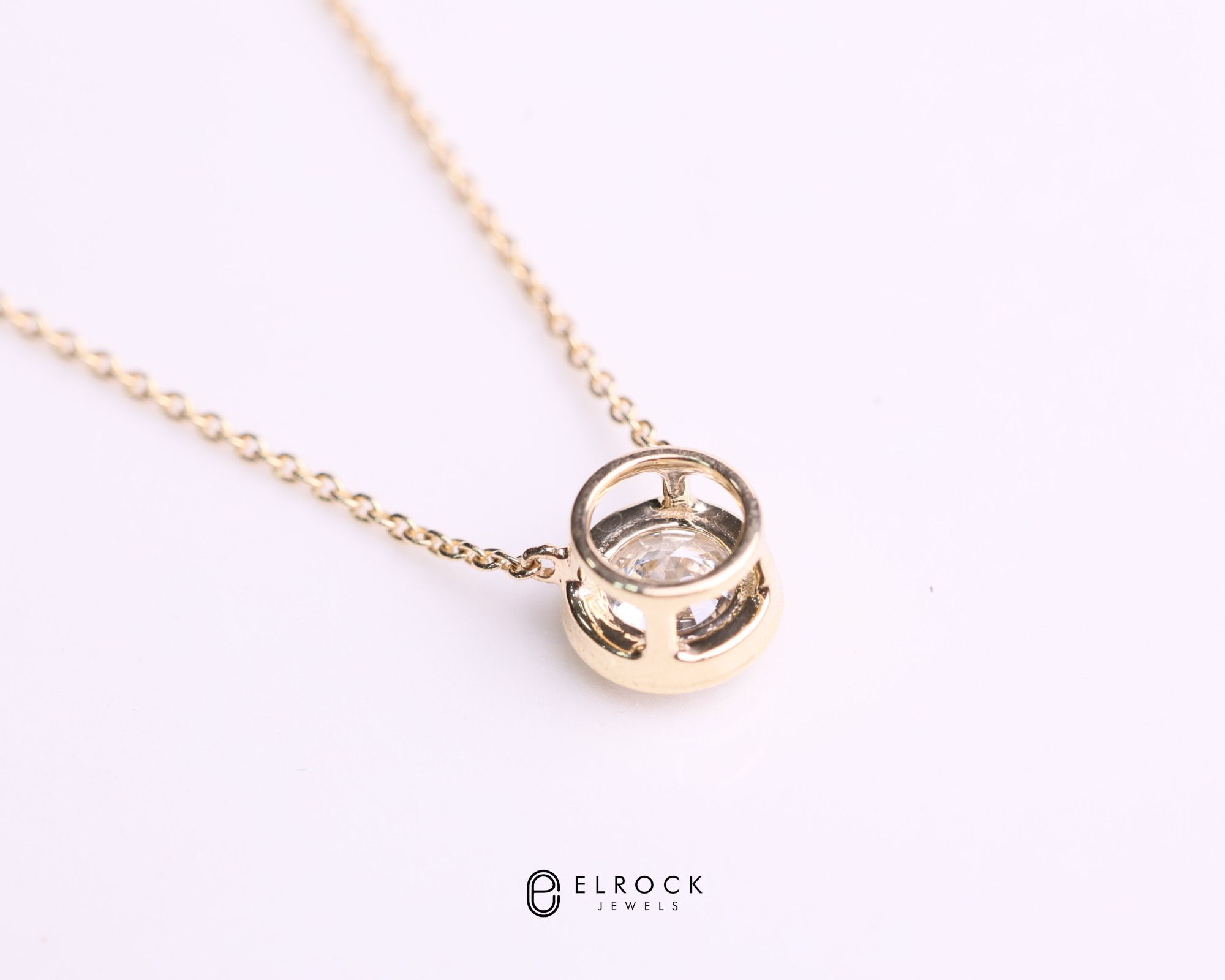 14K Round Diamond Pendant Diamond Solitaire Pendant in Gold