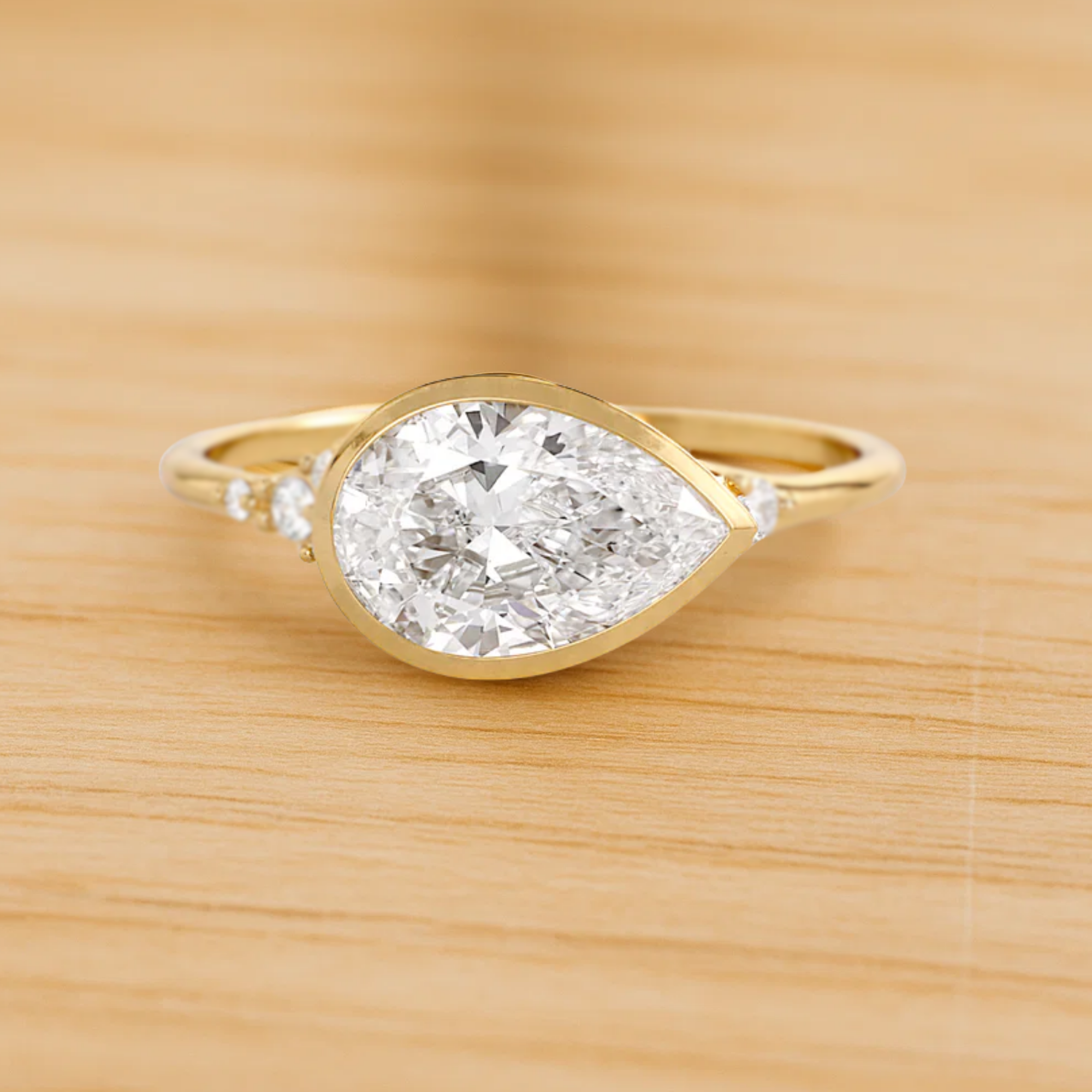14K Gold Dainty Pear Lab Grown Diamond Promise Ring for Her