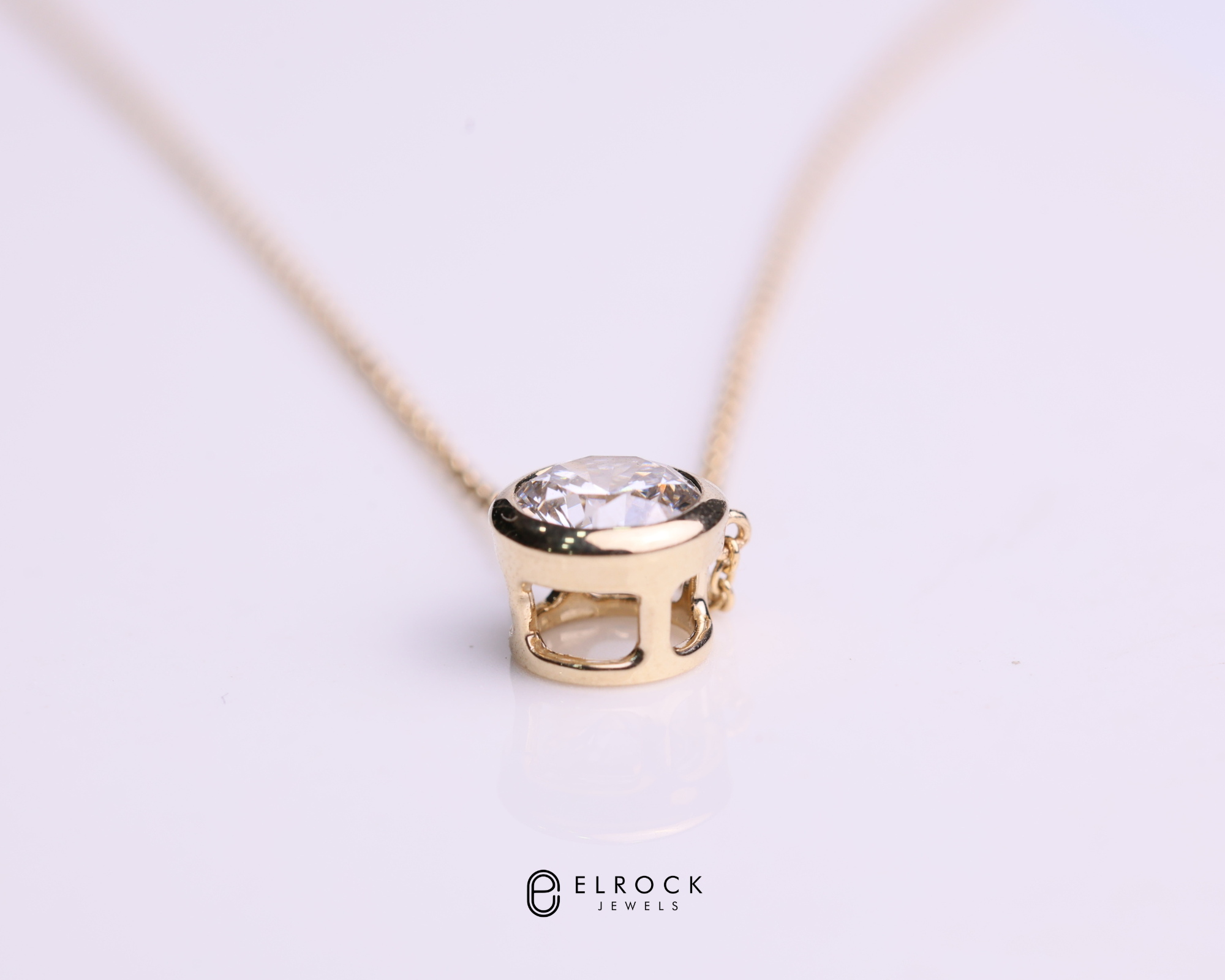 14K Round Diamond Pendant Diamond Solitaire Pendant in Gold