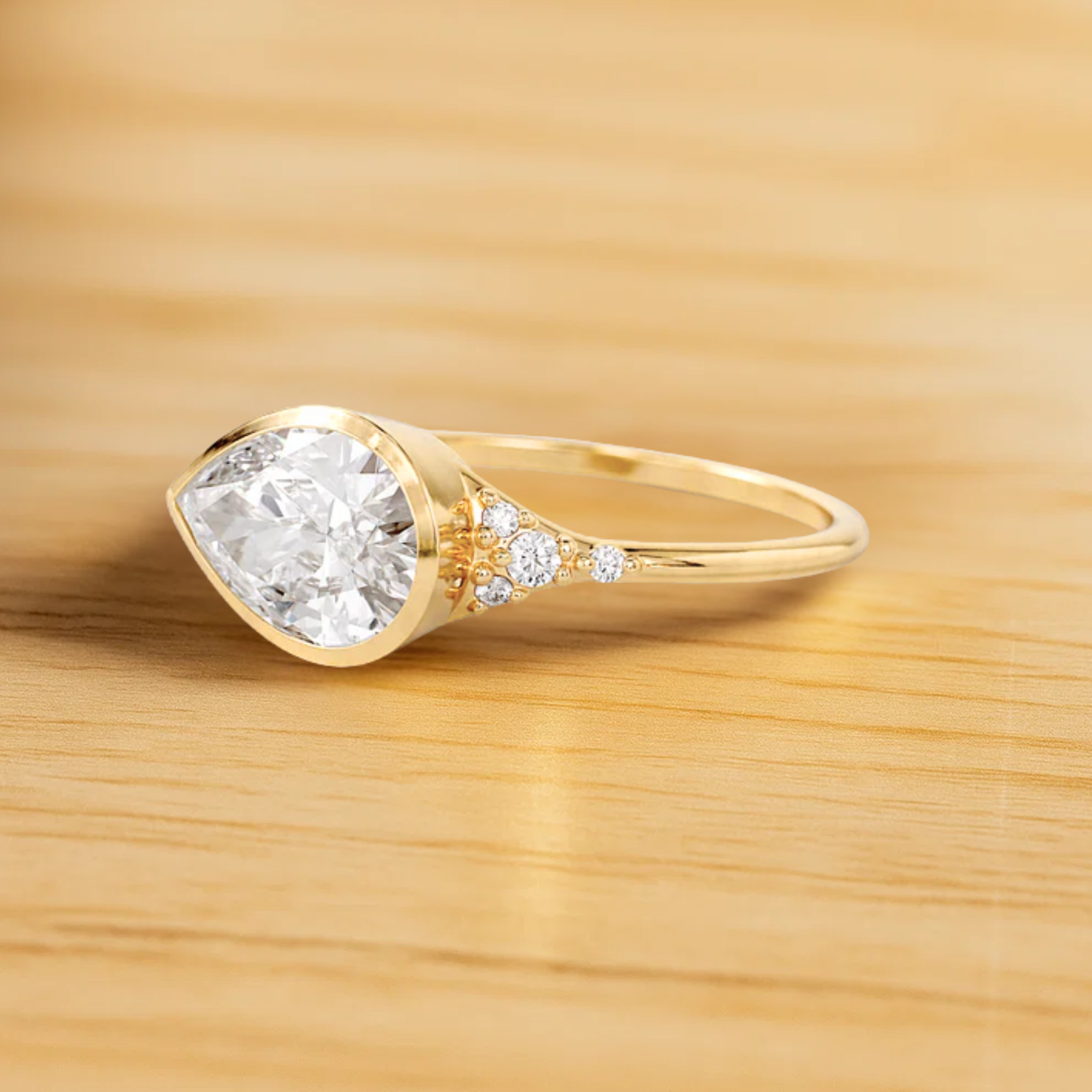 14K Gold Oval Cut Engagement Ring