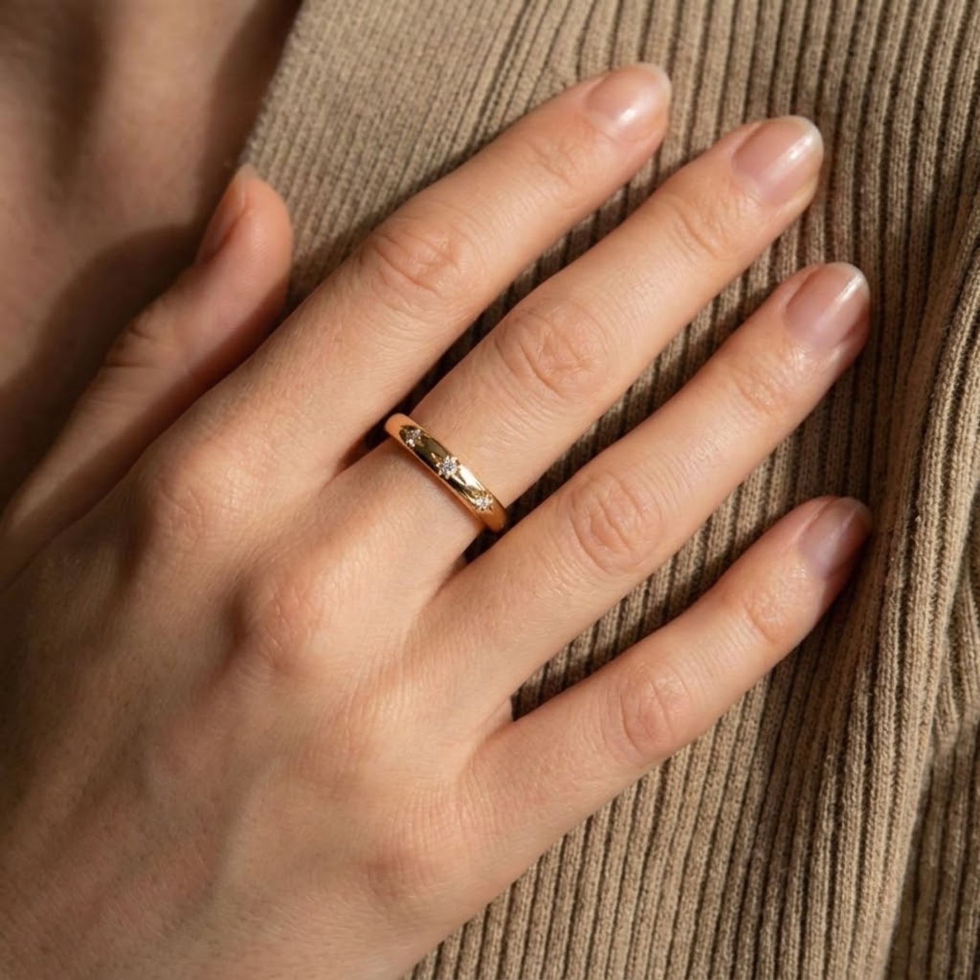 14K Gold Lab Grown Diamond Star Celestial Diamond Signet Ring