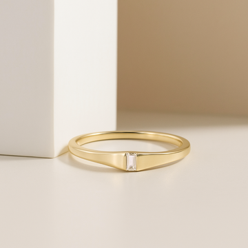 14K Gold Baguette Diamond Stackable Ring /Baguette Diamond Wedding Band