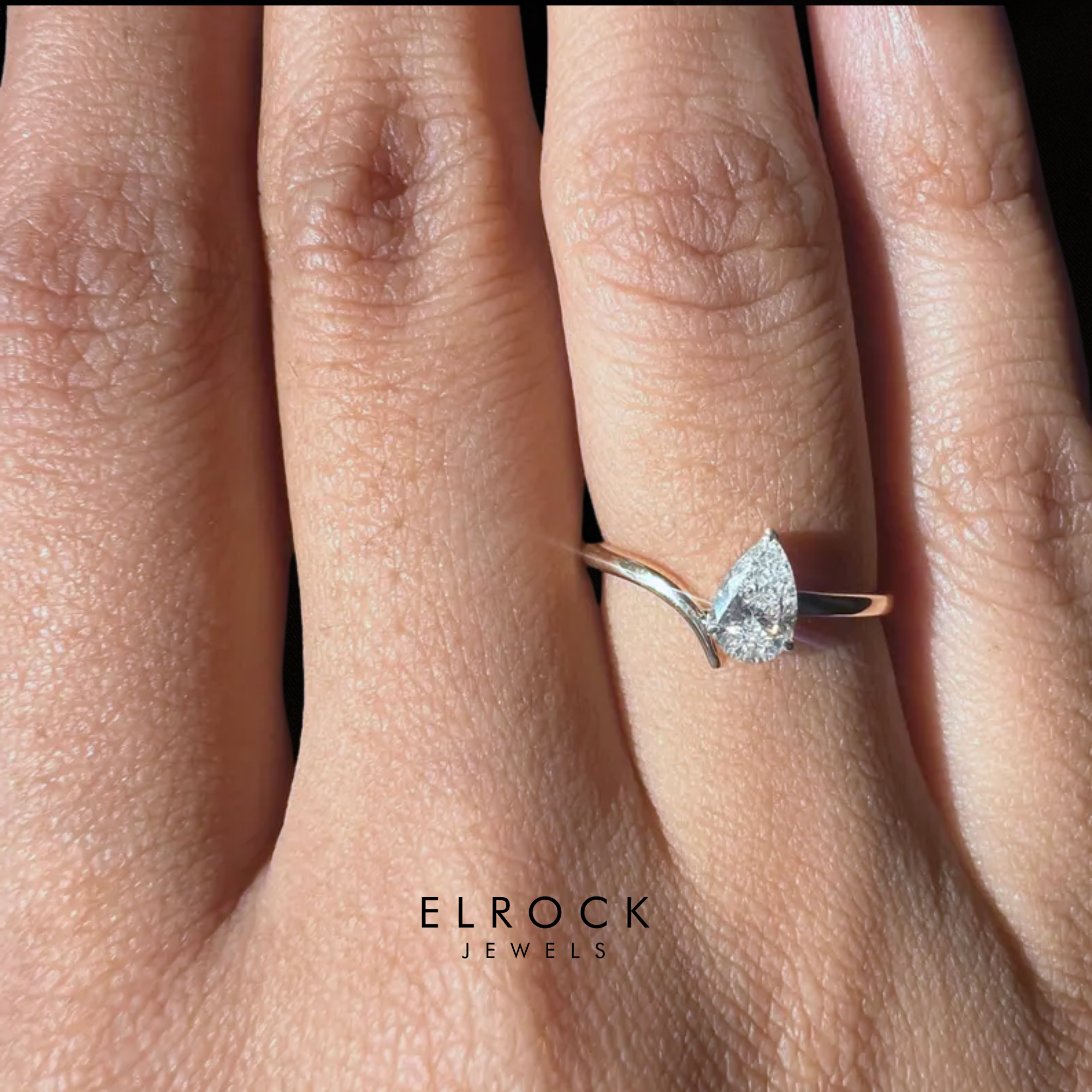 Unique Engagement Ring 0.50 ctw, 14k Gold Pear Cut Ring with Lab-Grown Diamond