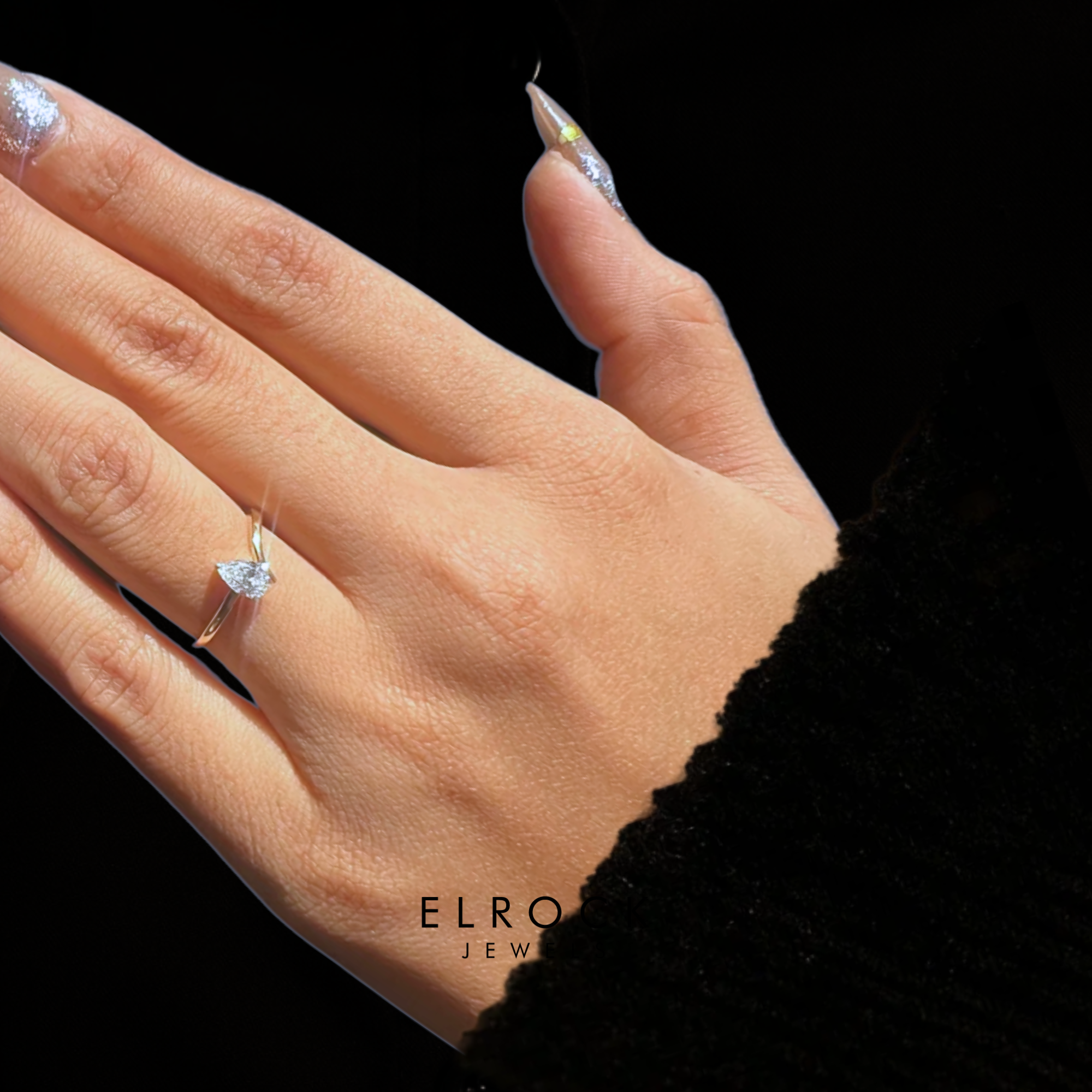 Unique Engagement Ring 0.50 ctw, 14k Gold Pear Cut Ring with Lab-Grown Diamond