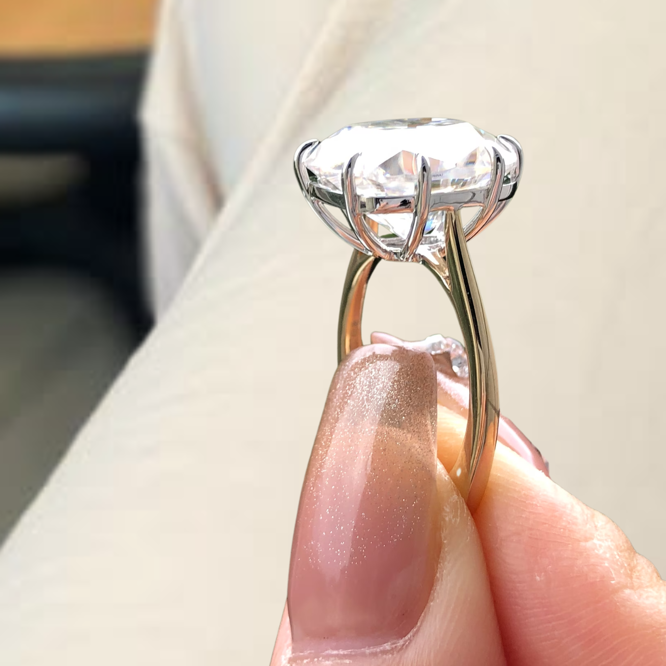 8 Carat Cushion Cut Lab Grown Diamond 14K Gold Solitaire Engagement Ring
