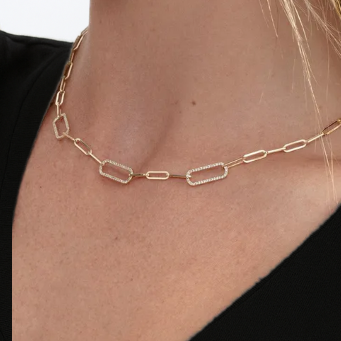 14k Gold Diamond Link Layering Necklace