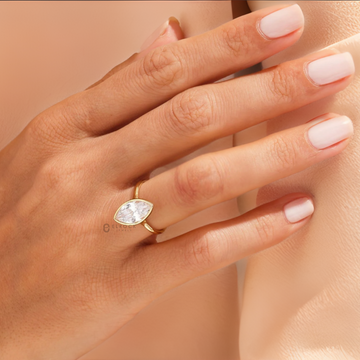 2.5 Carat Bezel Set Marquise-Cut Lab-Grown Diamond Engagement Ring