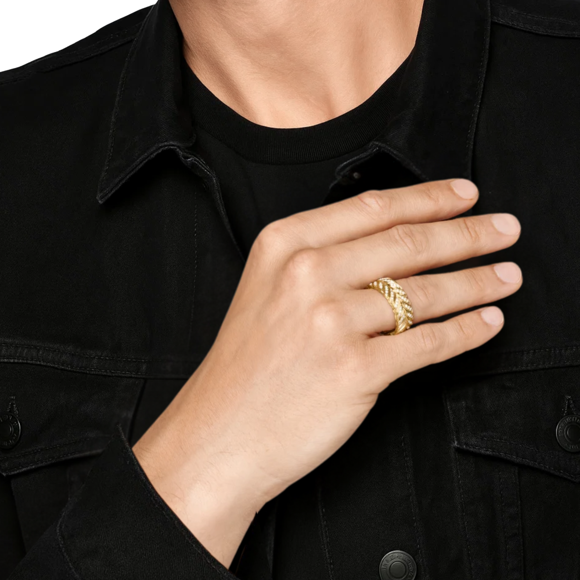 14K Gold Leaf Art Deco Wedding Diamond Ring