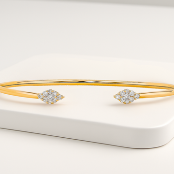 Unique Diamond Cuff Bangle Bracelet in 14K Solid Gold
