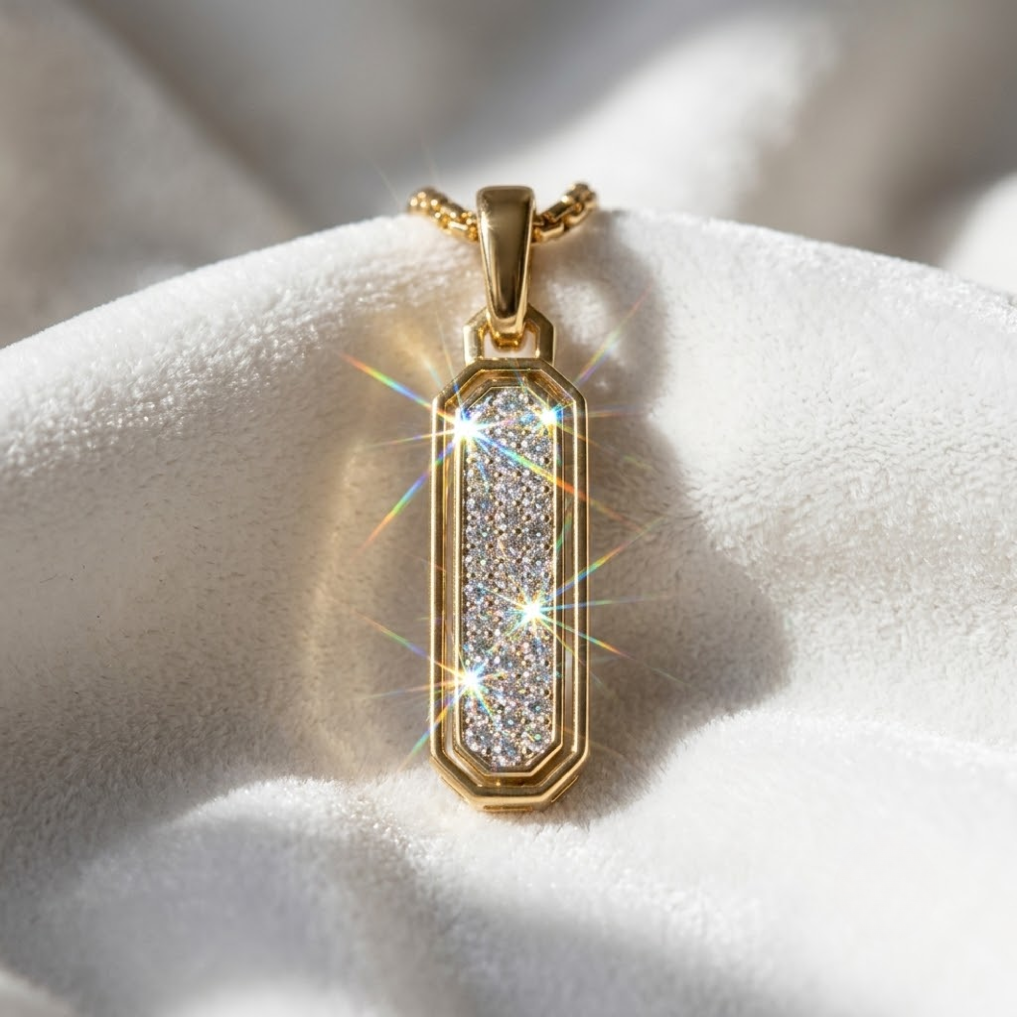 14K Solid Yellow Gold Lab Grown Diamond Moving Bar Pendant