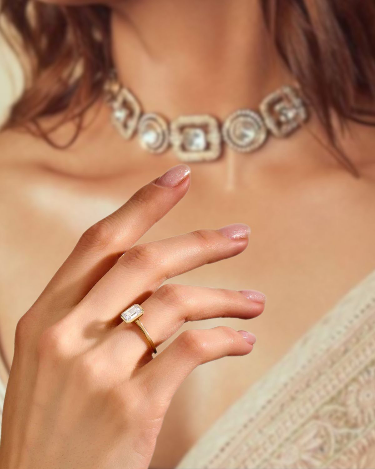 14K Gold 1.00 CTW Emerald Cut Bezel Set Engagement Ring
