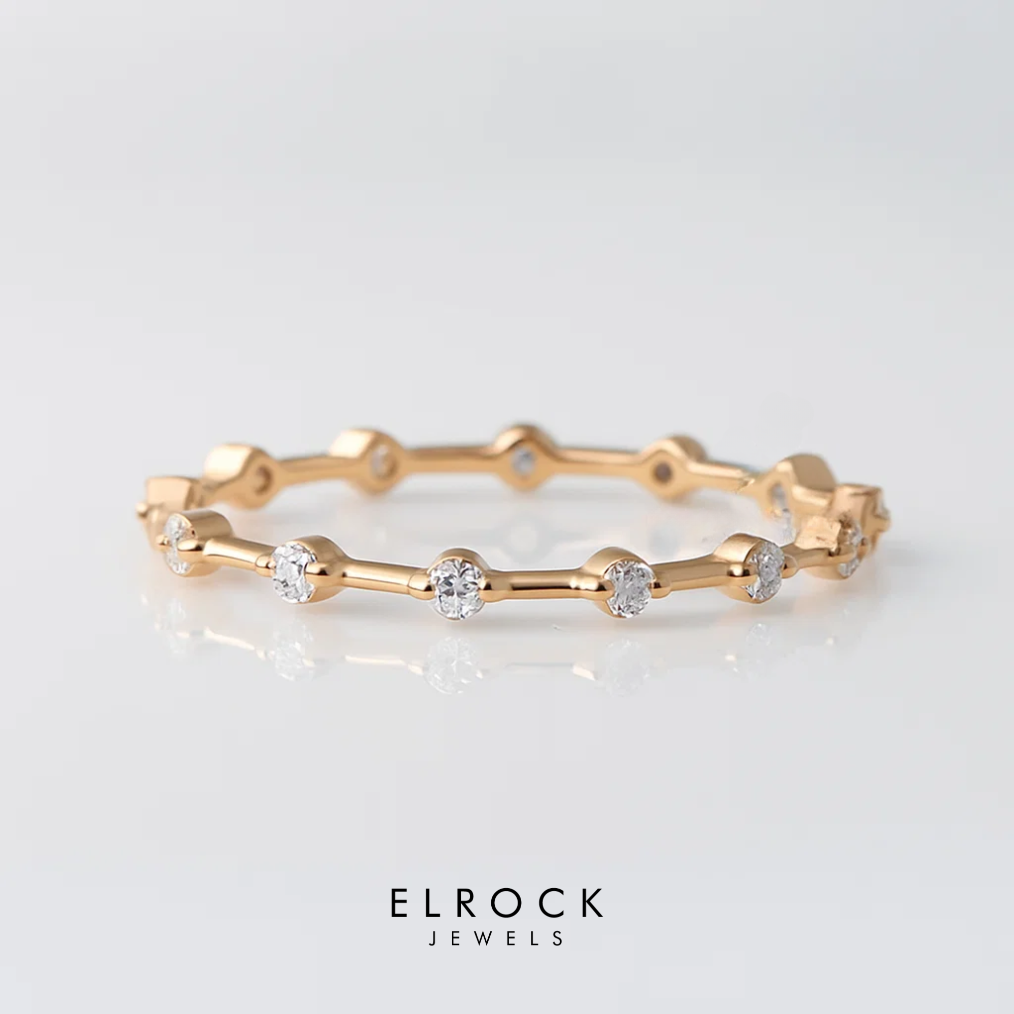 14K Gold Floating Bubble Diamond Wedding Band