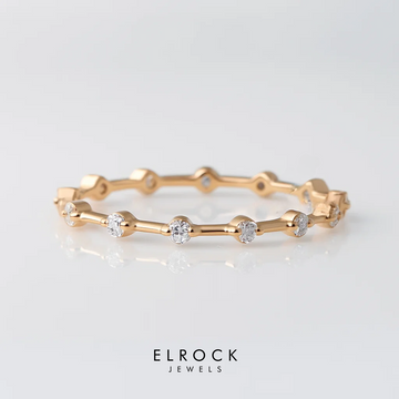 14K Gold Floating Bubble Diamond Wedding Band