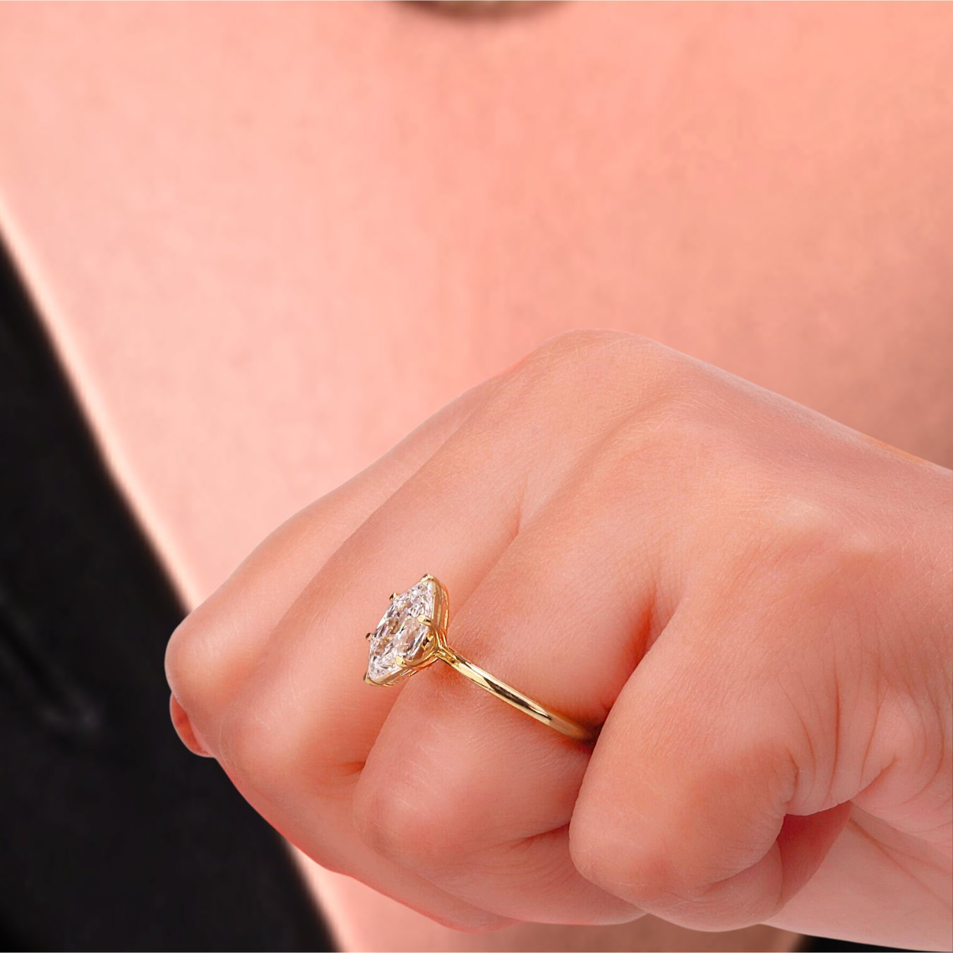 Elongated Hexagon Cut Diamond Muse Engagement Ring