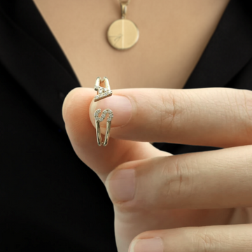 14K Diamond Ring / 14k Solid Gold Diamond Ring / Letter Diamond Ring / Promise Ring