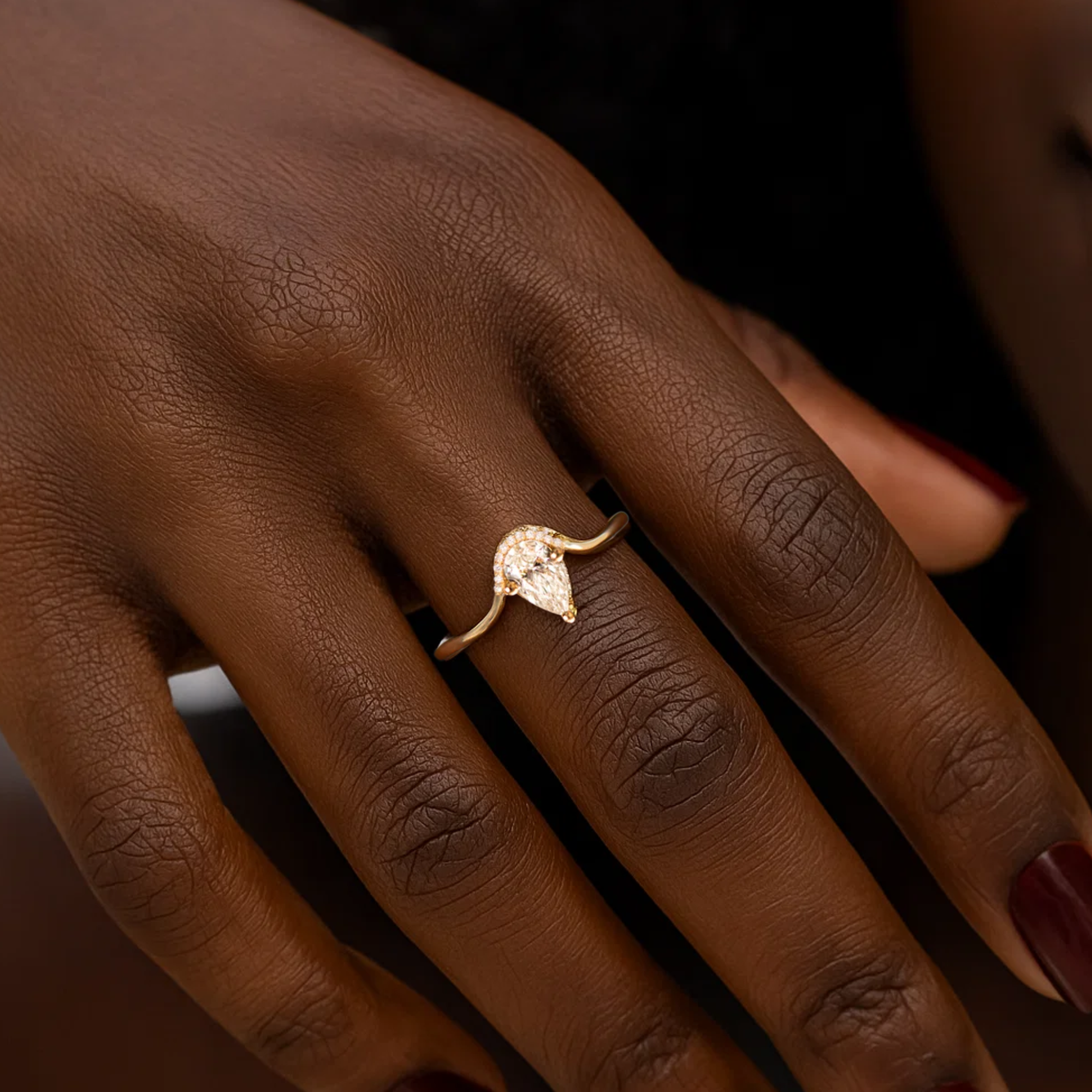 14K Yellow Gold 0.50 Carat Pear Cut Lab Grown Diamond Floating Pear