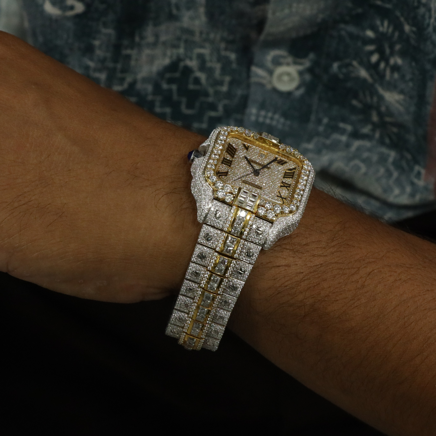 Classic Round, Baguette and Princess Iced Out Moissanite Automatic Watch For Men