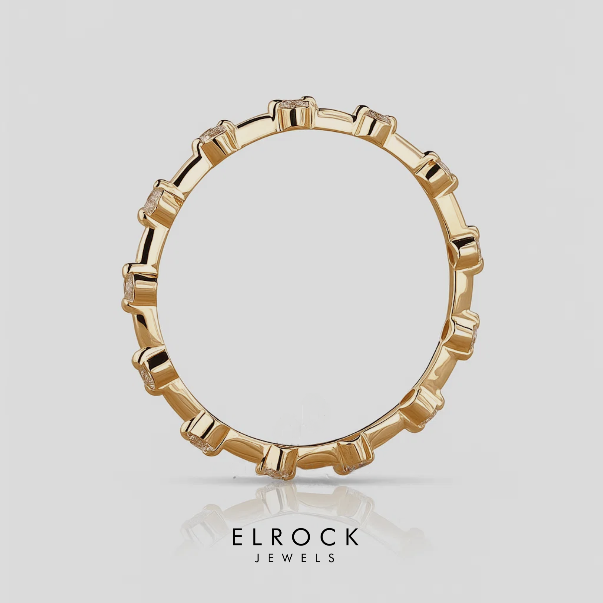 14K Gold Floating Bubble Diamond Wedding Band