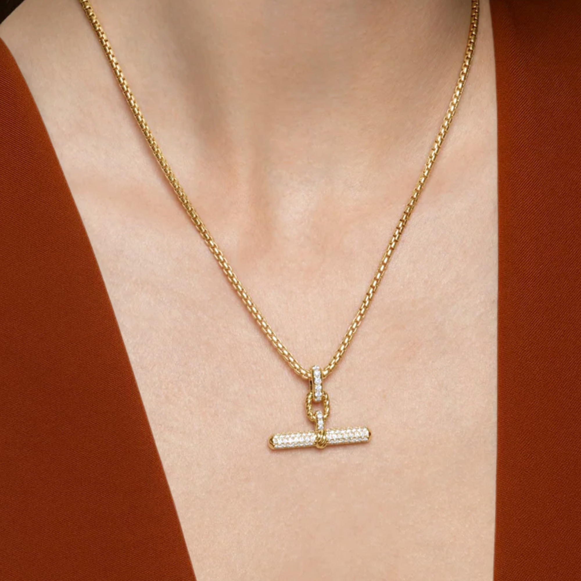 14K Gold Dainty Diamond Pave Pendant