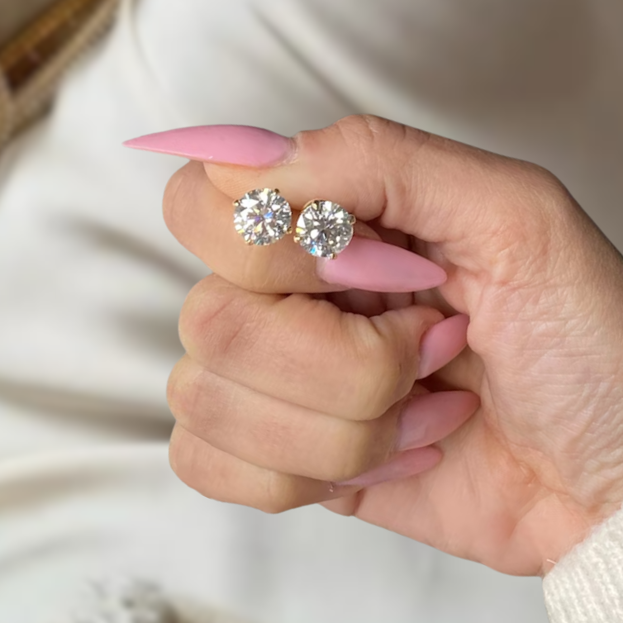 Gold Diamond Stud Earrings