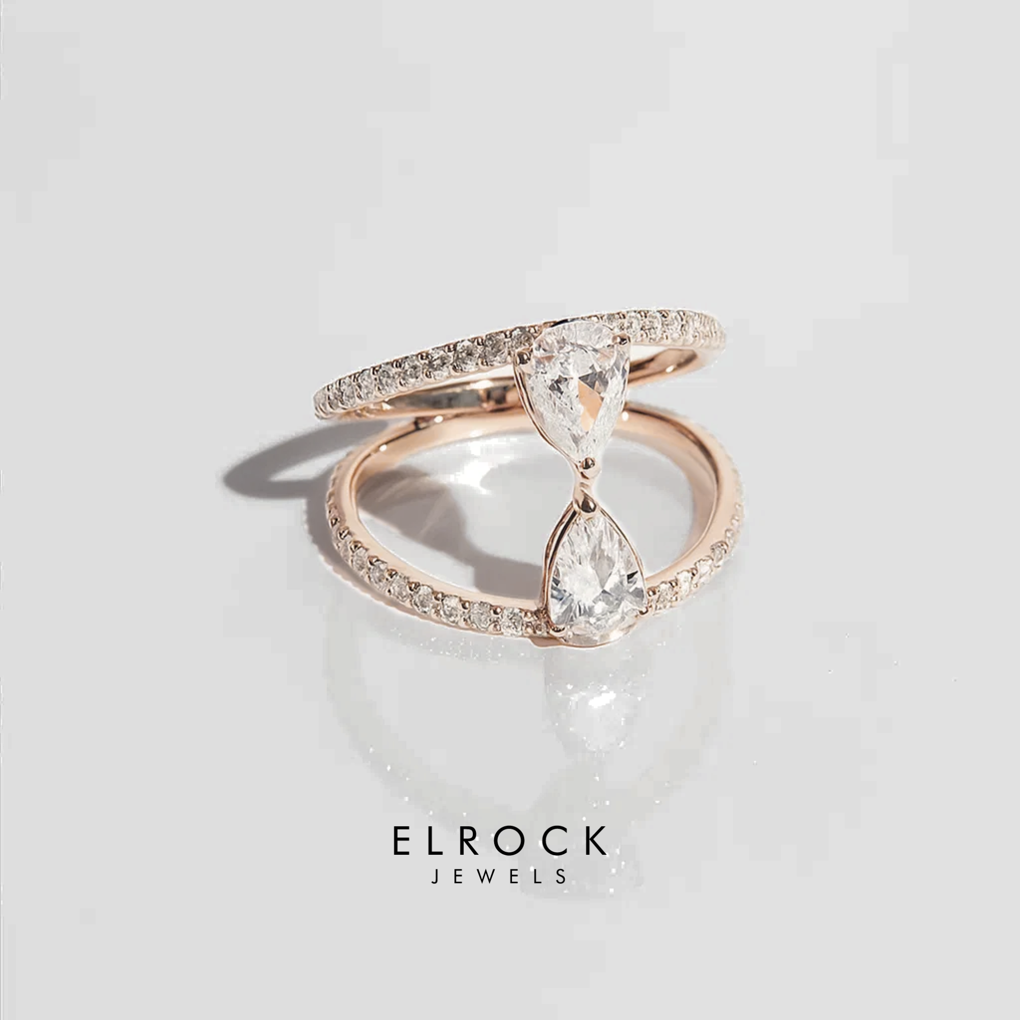 14K Gold Double Pear Diamond Ring