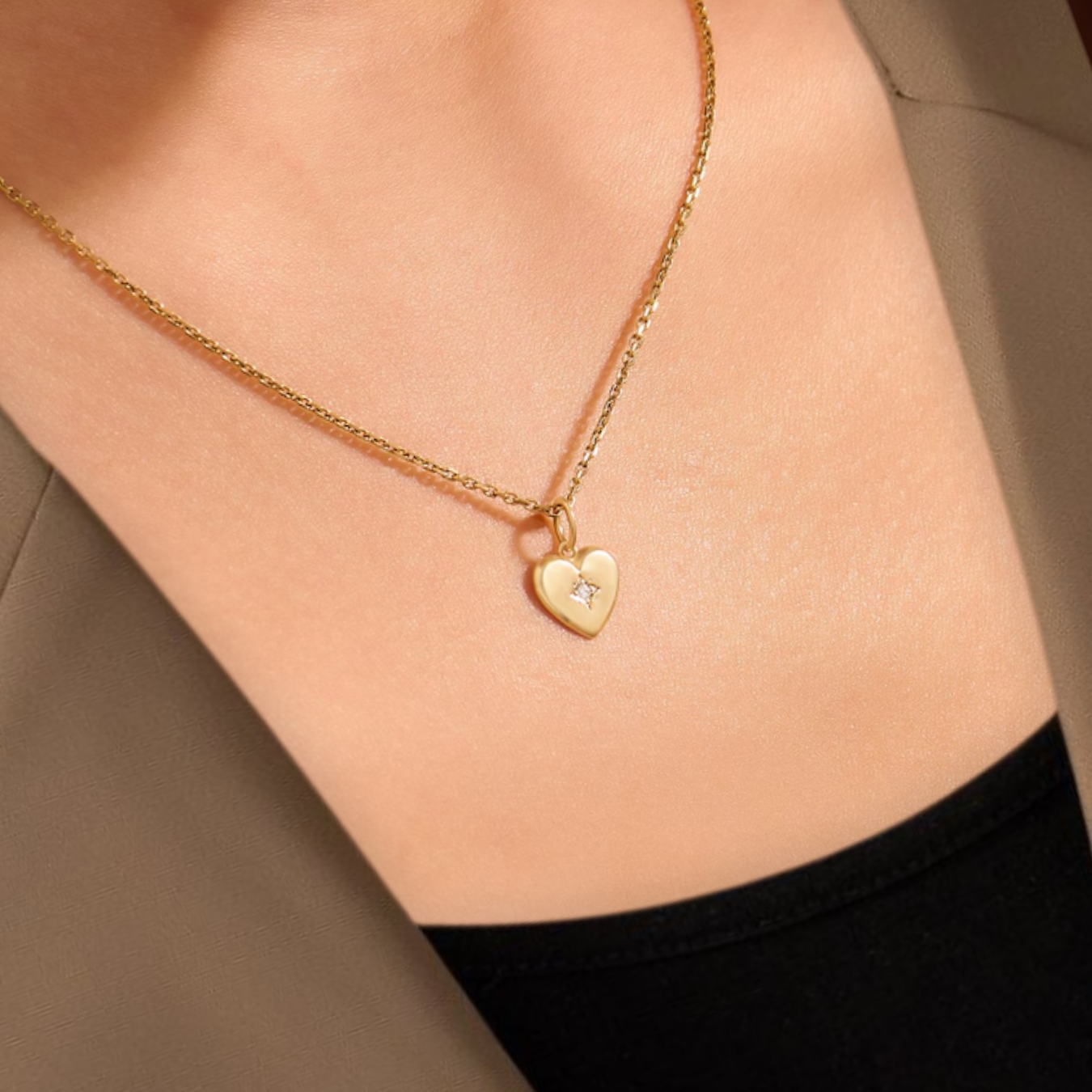 Heart Shaped Diamond Cut Round Diamond Prong Setting Necklace