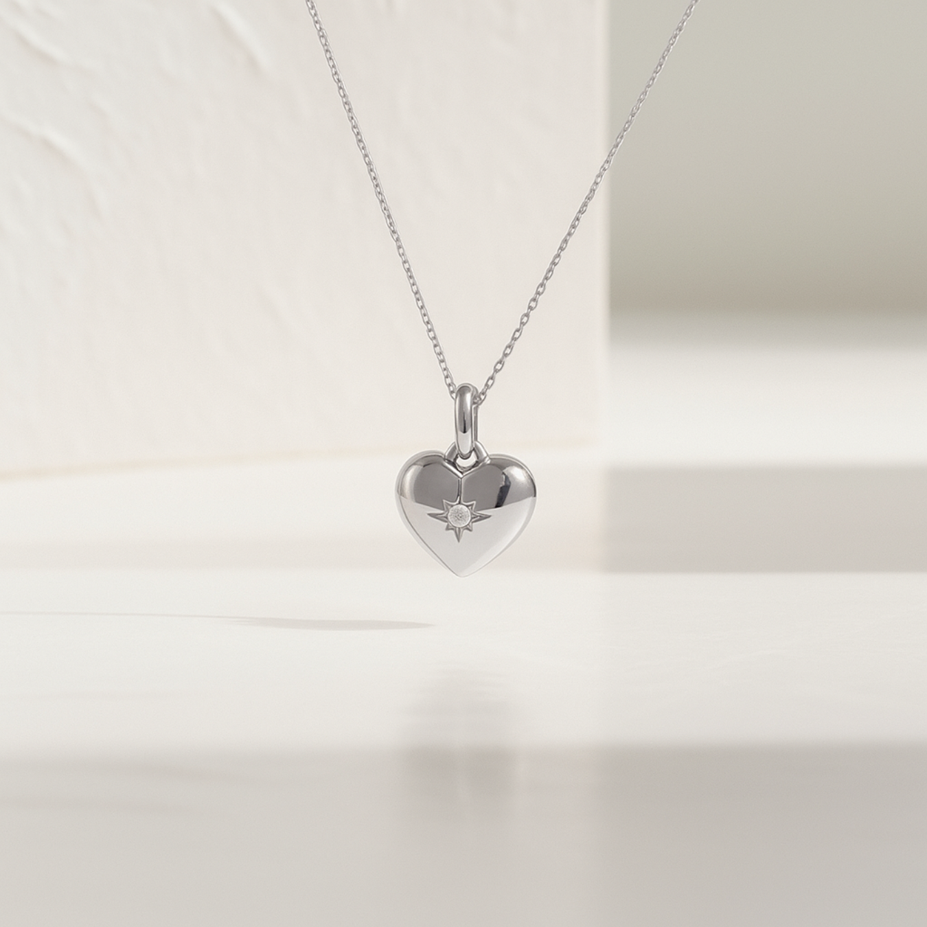 Heart Shaped Diamond Cut Round Diamond Prong Setting Necklace