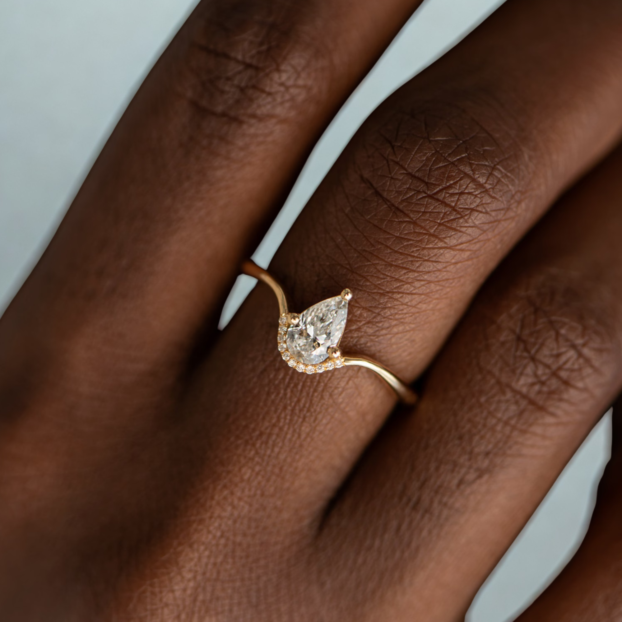 14K Yellow Gold 0.50 Carat Pear Cut Lab Grown Diamond Floating Pear
