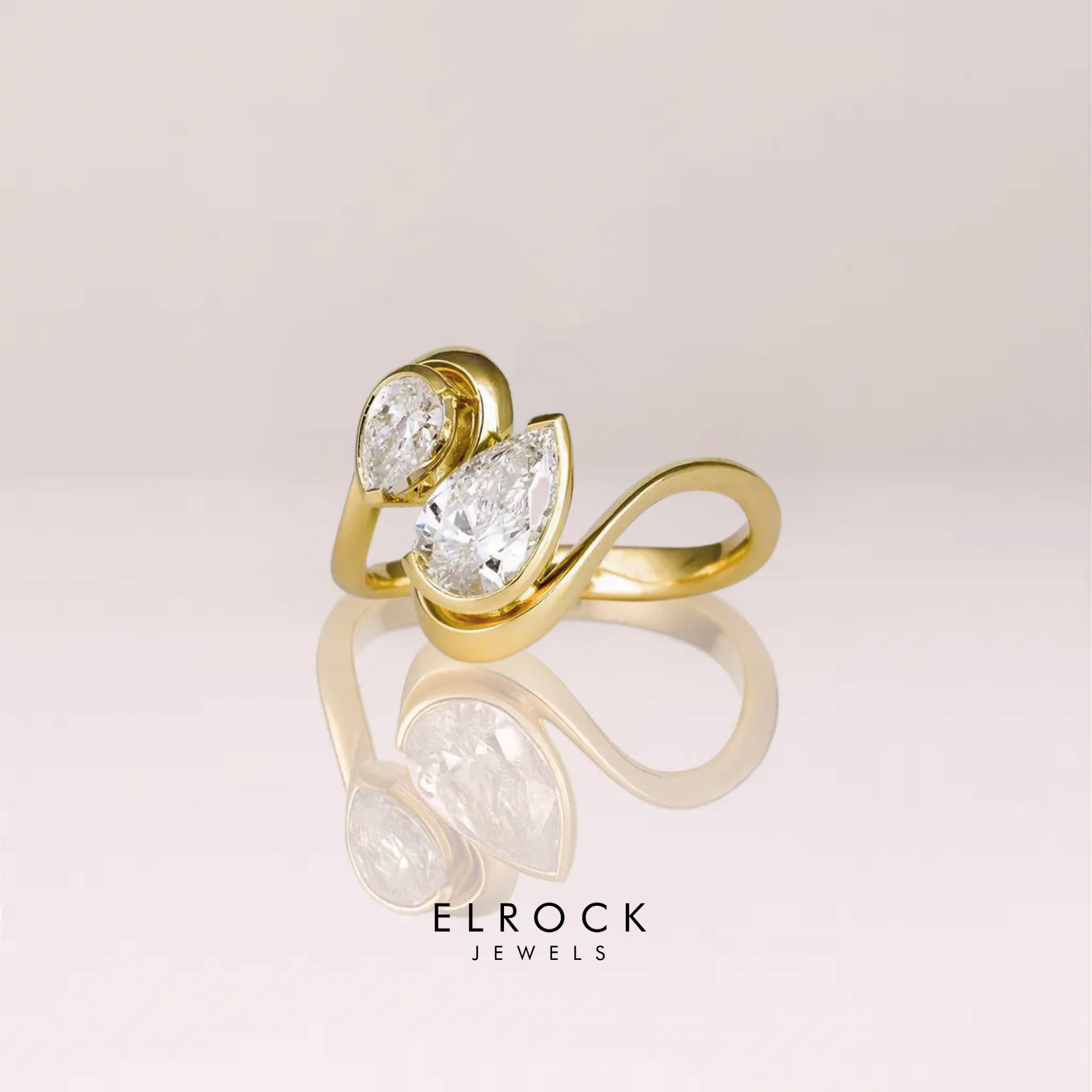 14K Gold Toi Et Moi pear cut Lab Diamond Engagement Ring