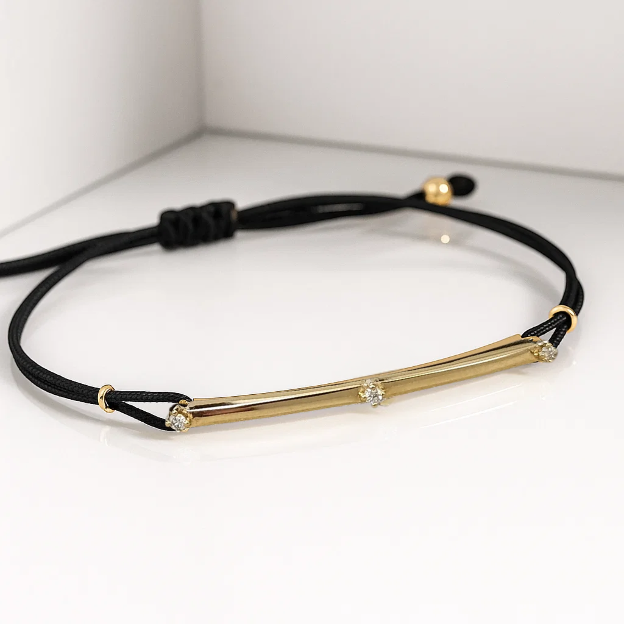 14K Solid Gold Diamond Thread Bracelet