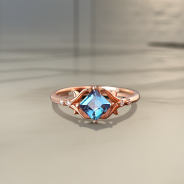 Princess Cut Blue Alexandrite Engagement Ring
