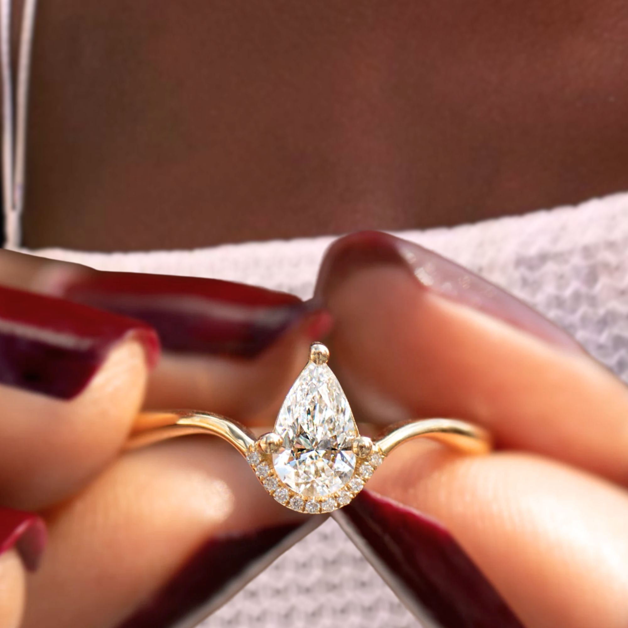 14K Yellow Gold 0.50 Carat Pear Cut Lab Grown Diamond Floating Pear