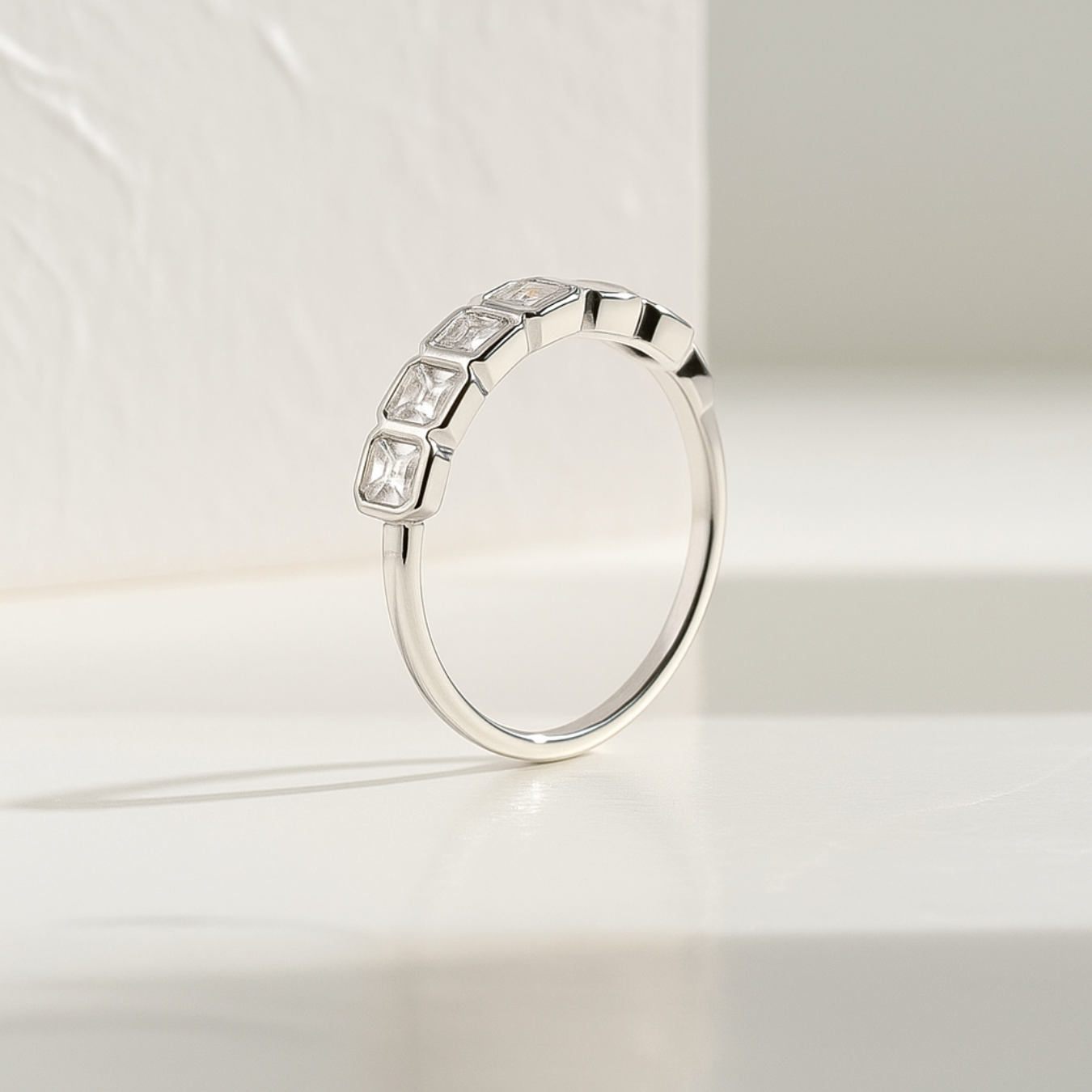 14K Radiant Cut Diamond Band