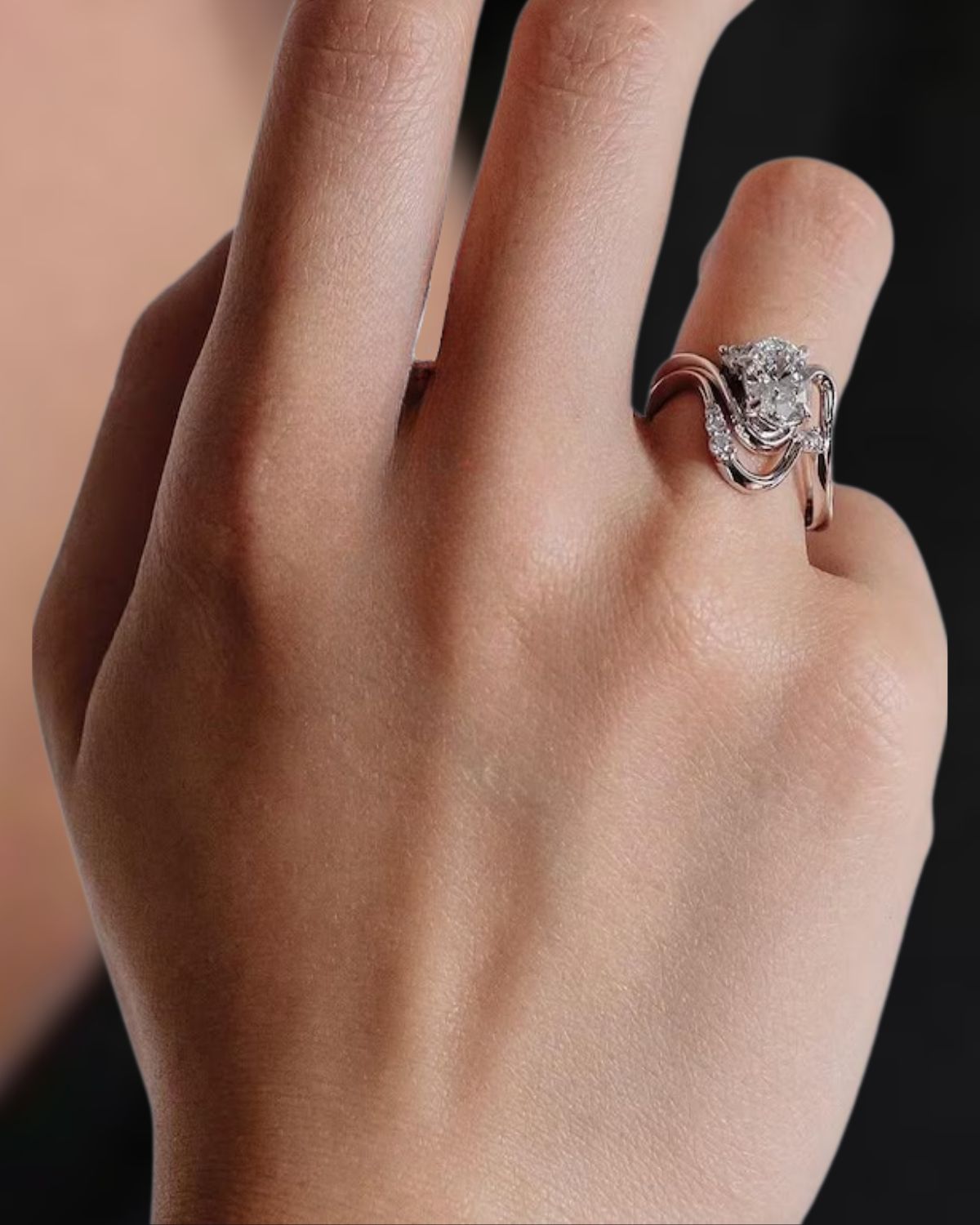 14K Gold 2 carat Oval Lab Grown Diamond Engagement Ring