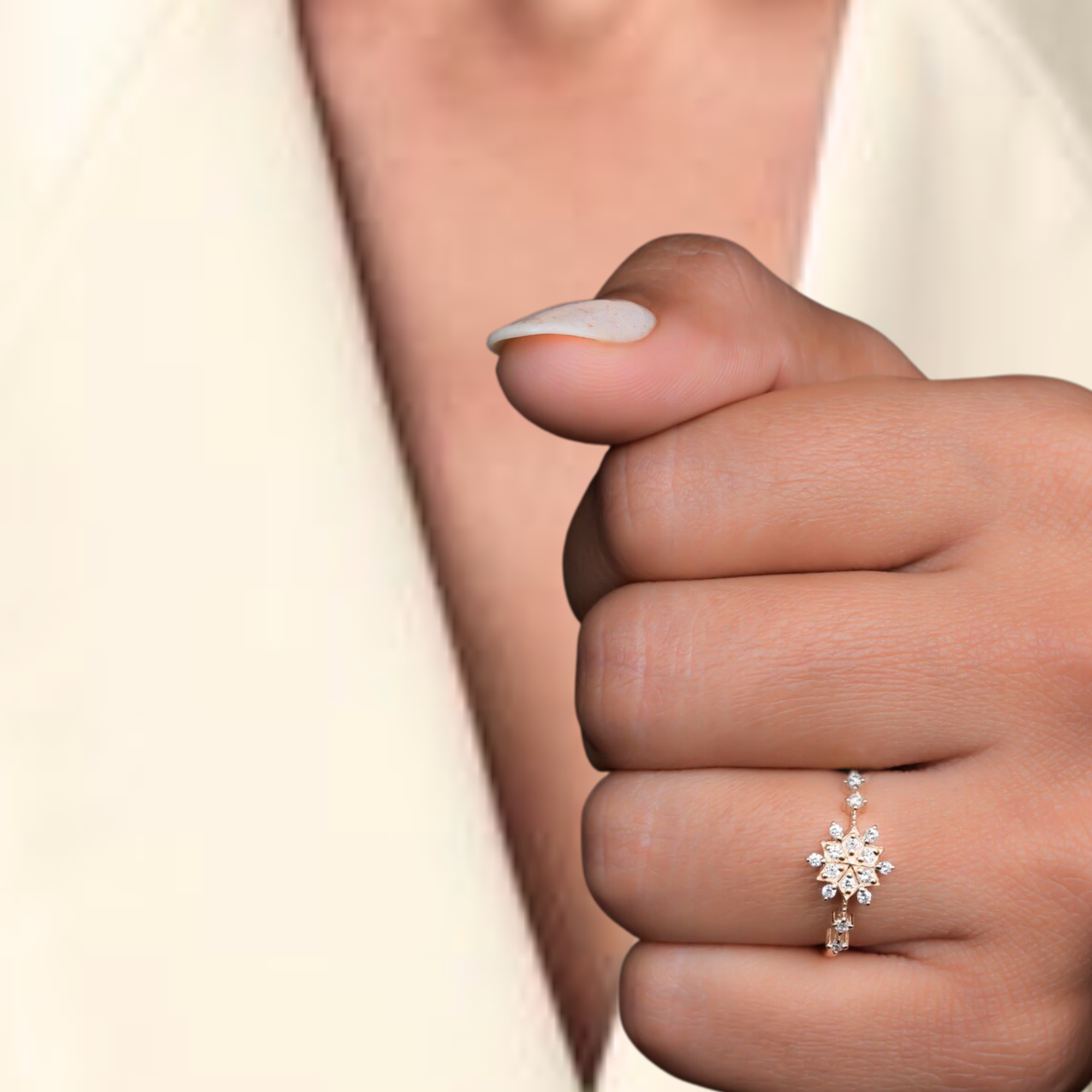 14K Gold Minimalist Snow Flower Cluster Ring