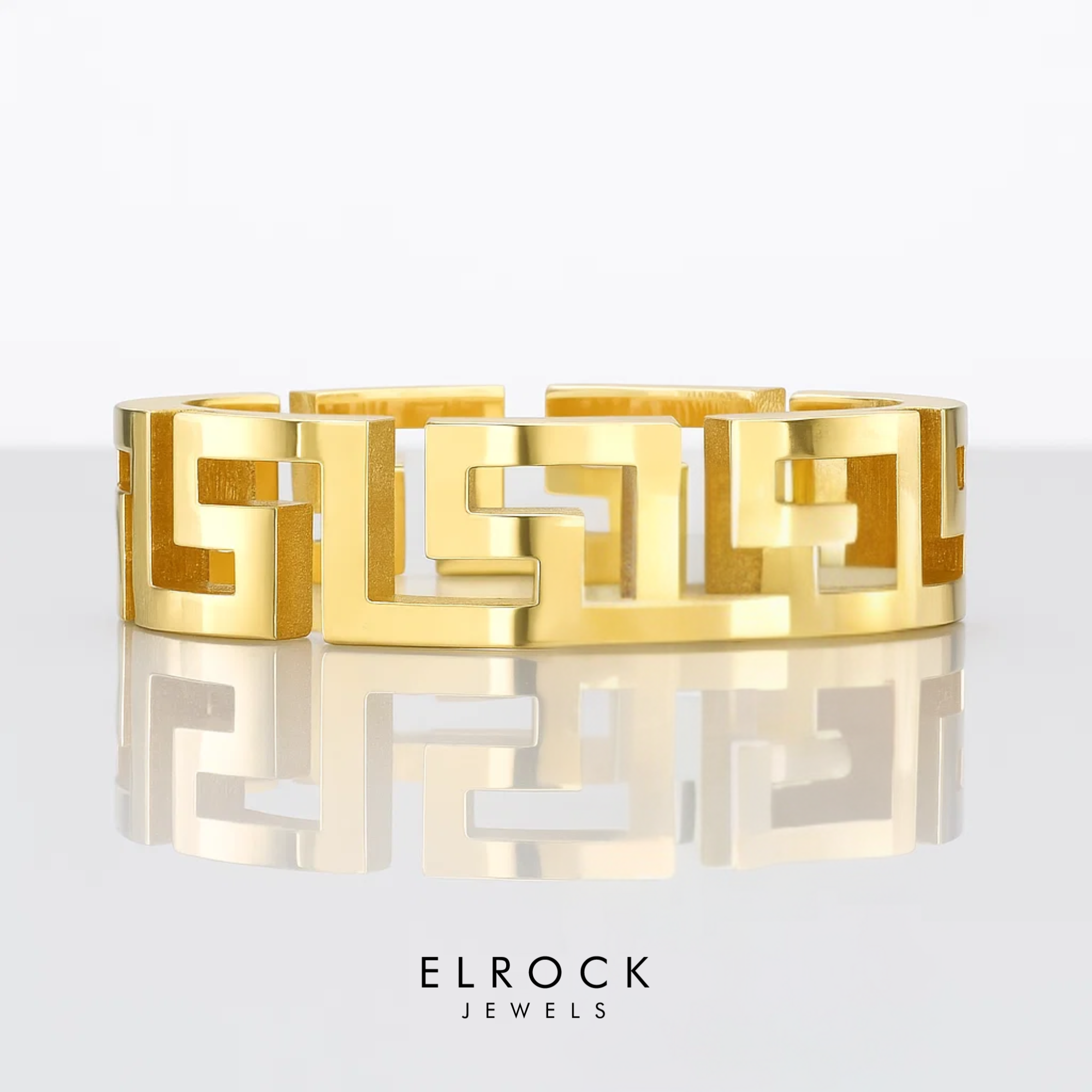14K Gold Greek Key Ring