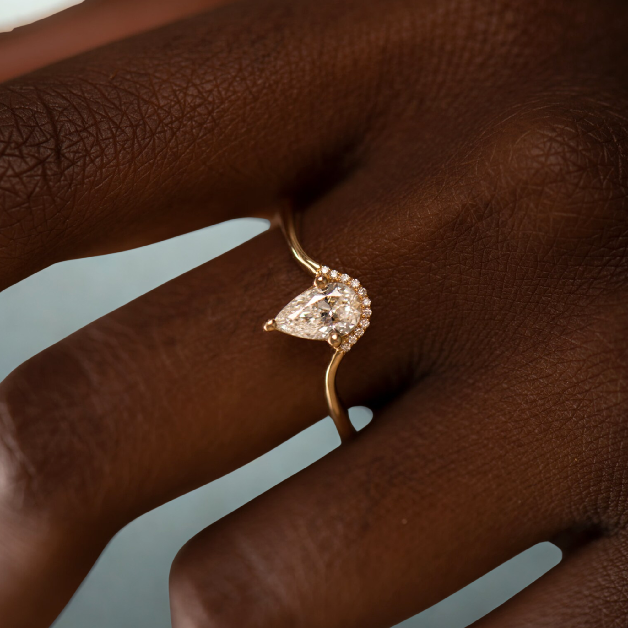 14K Yellow Gold 0.50 Carat Pear Cut Lab Grown Diamond Floating Pear