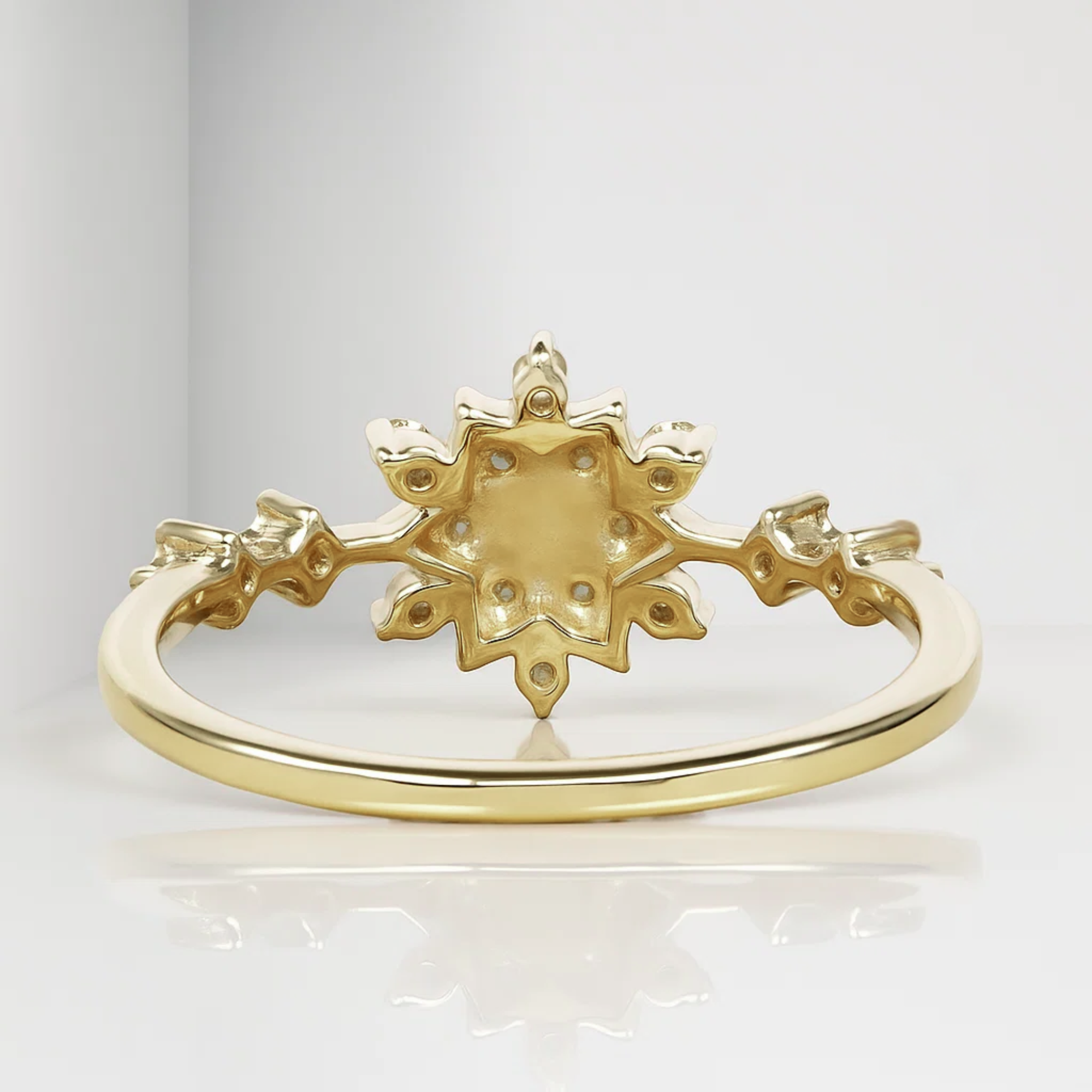 14K Gold Minimalist Snow Flower Cluster Ring