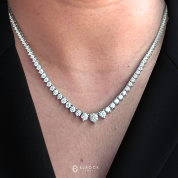 14K Gold Handmade Round Prong Tennis Necklace, Diamond Necklace