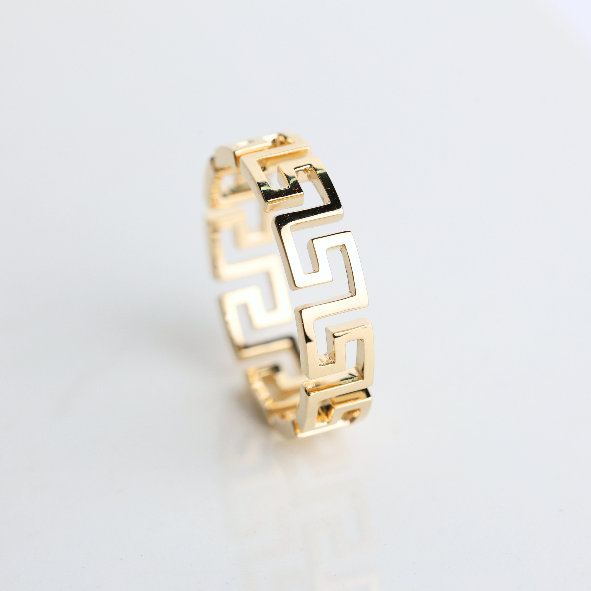 14K Gold Greek Key Ring I Geometric Greek Key Ring