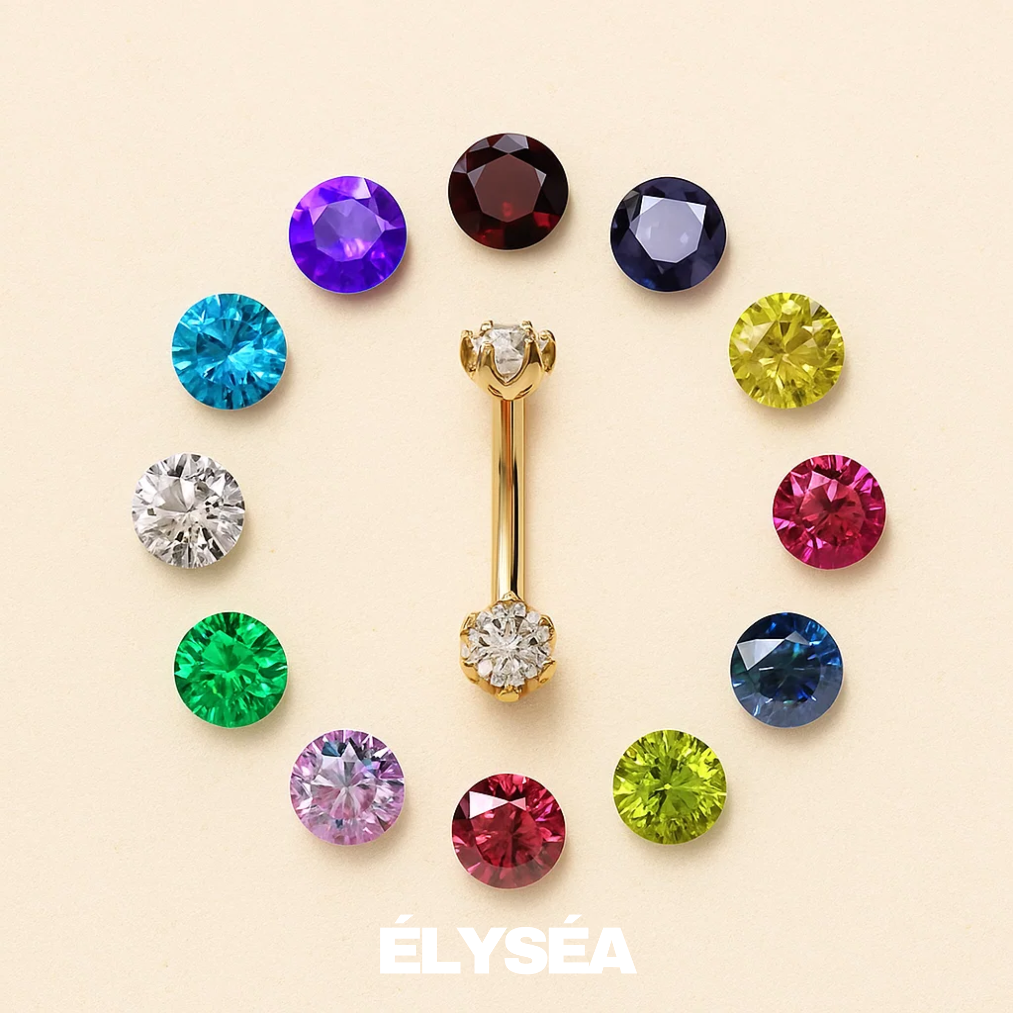 14K Solid Gold Diamond Belly Button Piercing Belly Ring Belly Jewelry
