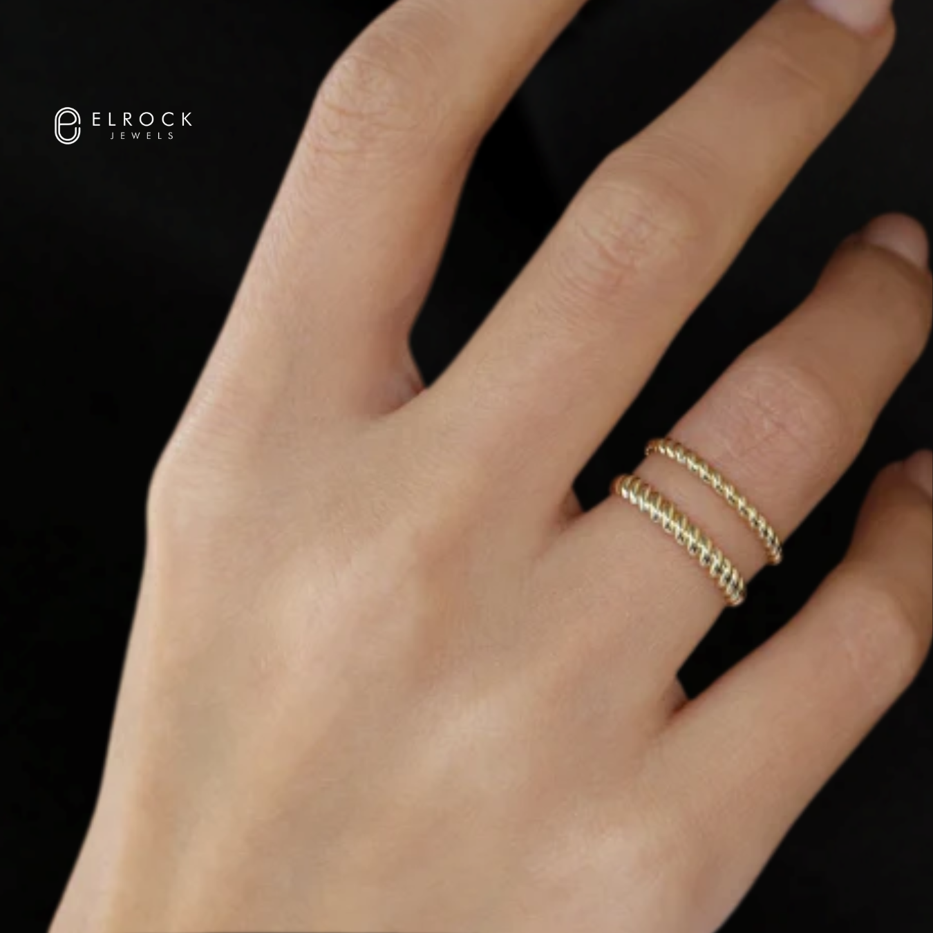 14K Solid Gold Braided Rope Ring, Dainty Twist Ring, 2mm Twisted Rope Wedding Band