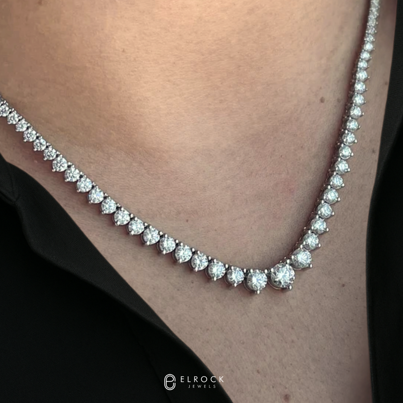 14K Gold Handmade Round Prong Tennis Necklace