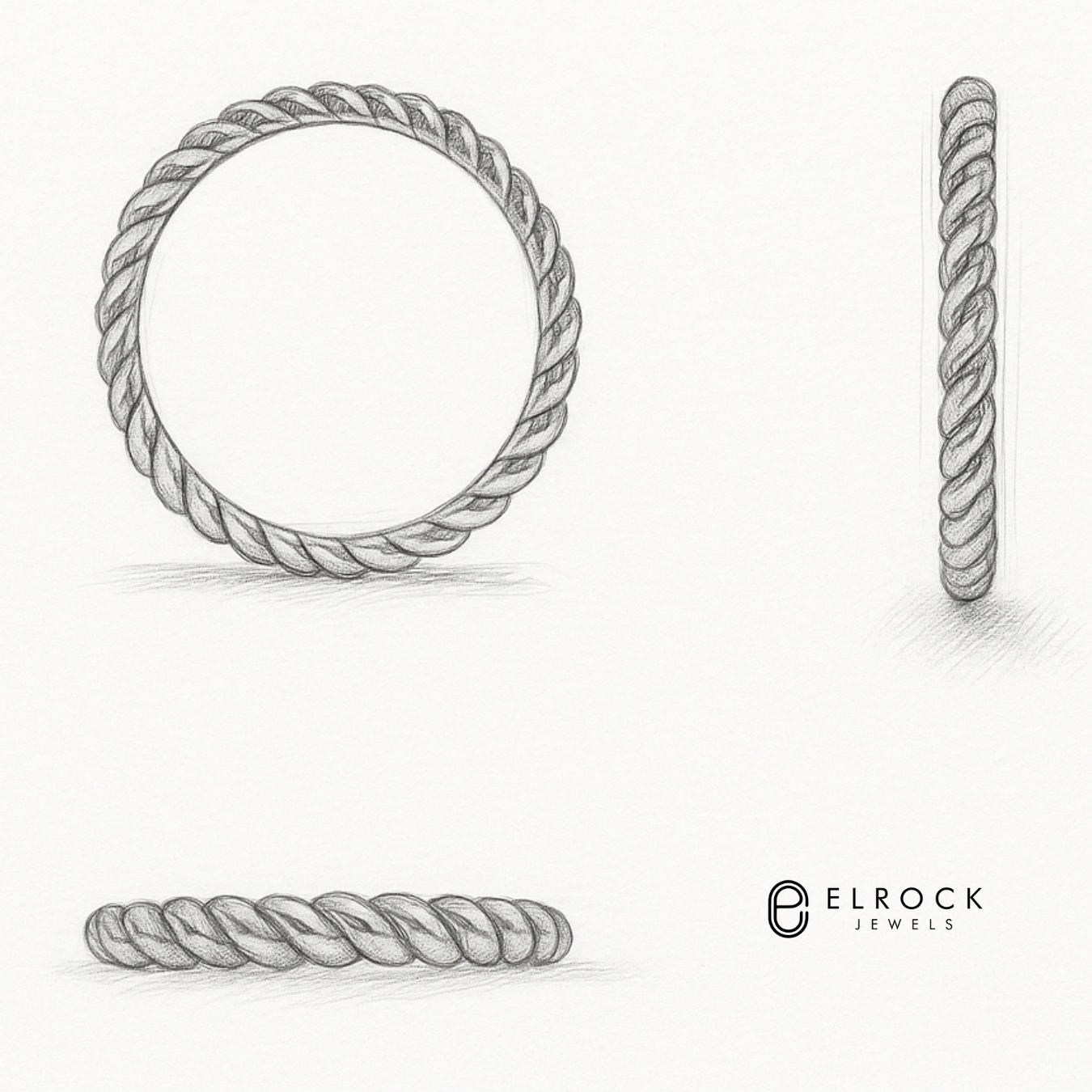 14K Solid Gold Braided Rope Ring, Dainty Twist Ring, 2mm Twisted Rope Wedding Band