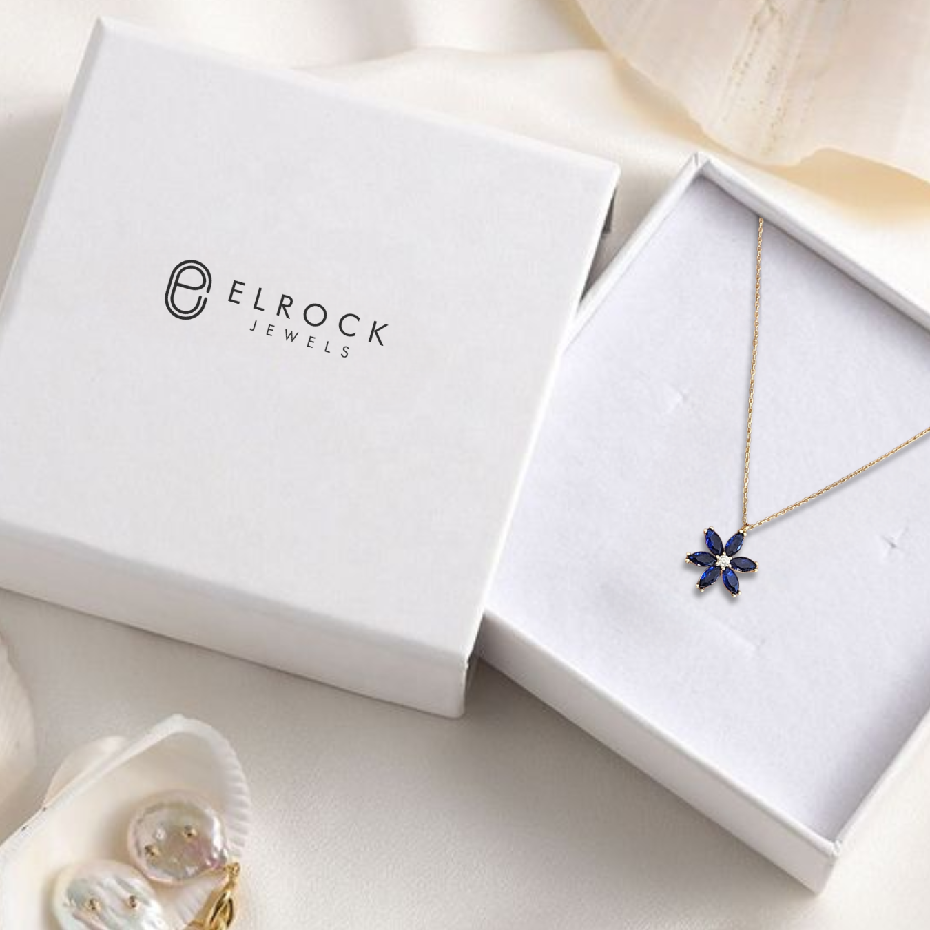 14K Gold September Birthstone Necklace 0.06 CT Flower Necklace